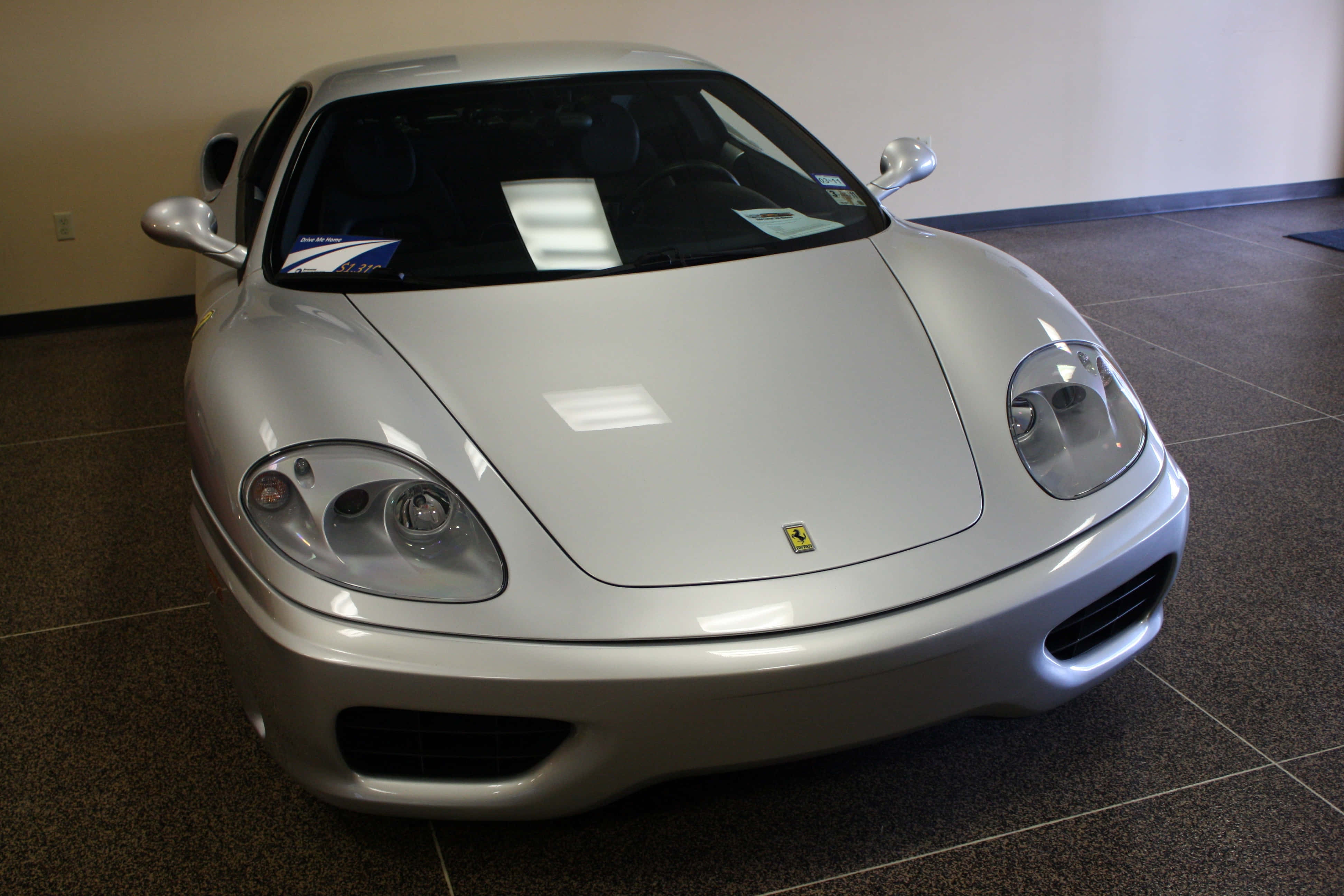 Ferrari 360 Modena, silver, indoor lighting, 4K Desktop Wallpaper