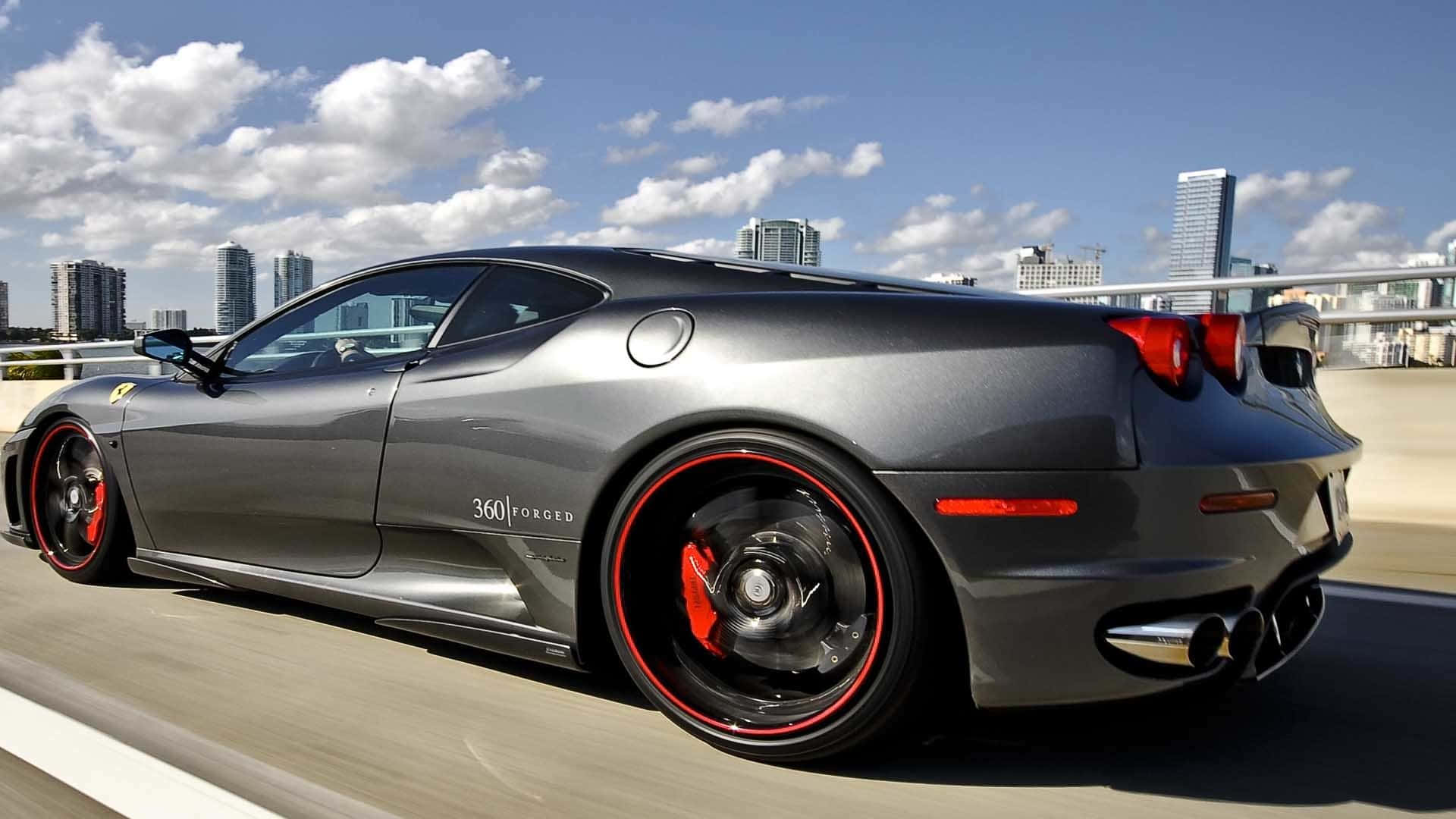 Ferrari 360 Modena, matte gray, city highway, Full HD Desktop Wallpaper