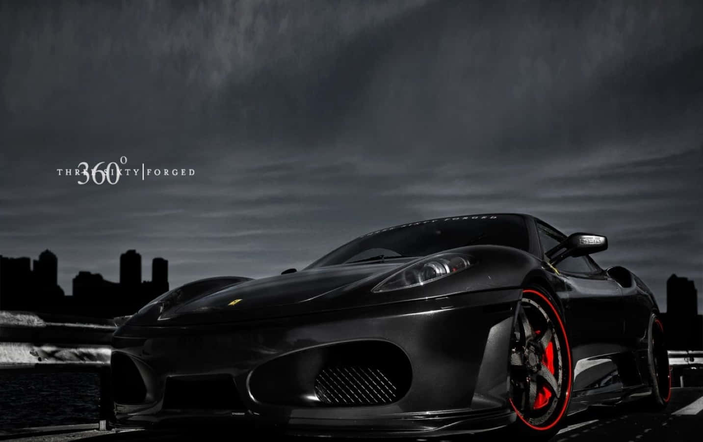 Ferrari 360 Modena, black, red brake calipers, HD Desktop Wallpaper