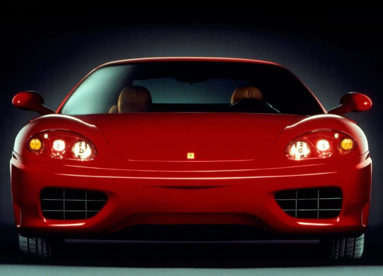 Ferrari 360 Modena, glossy red, glowing headlights, SD Desktop Wallpaper