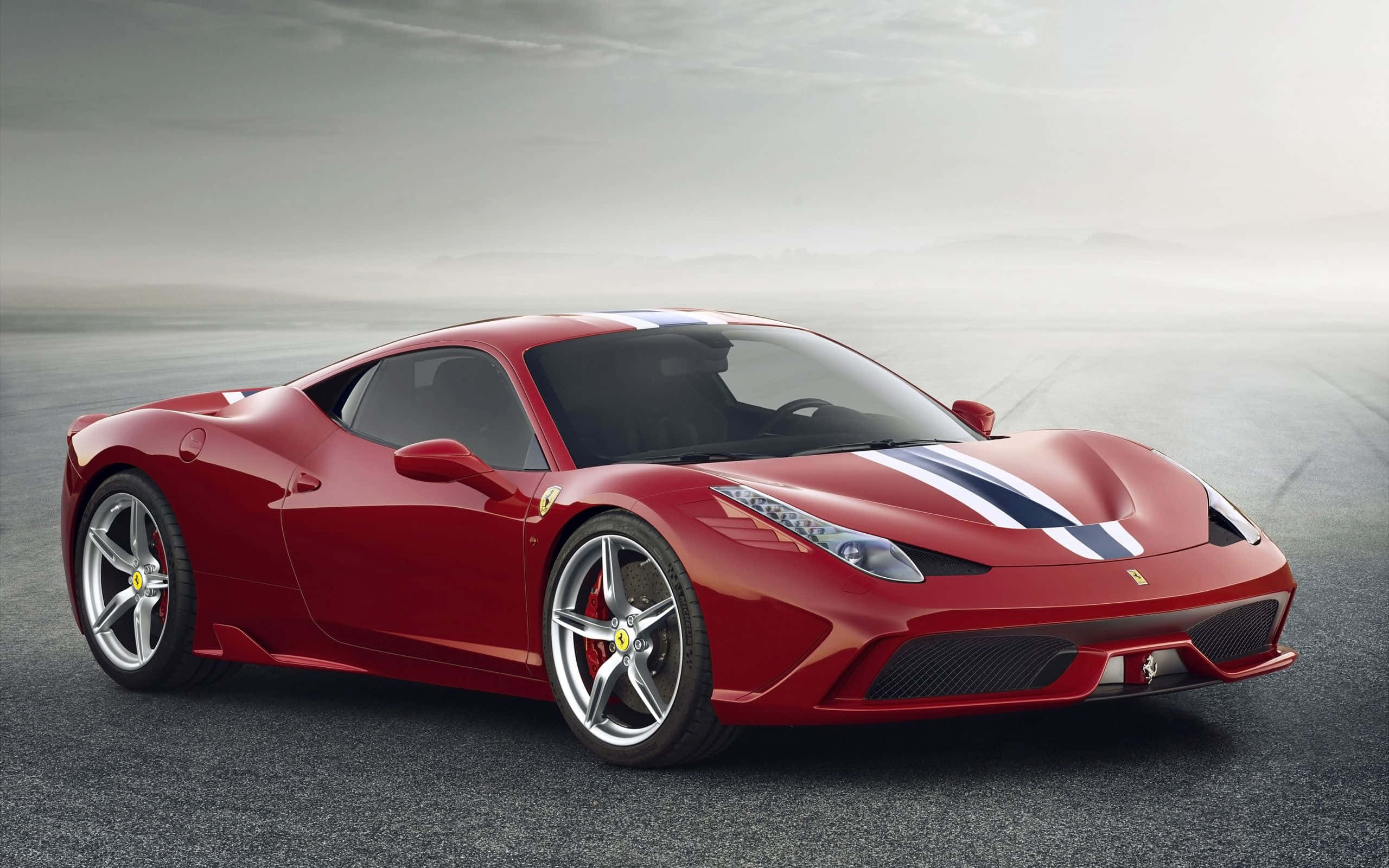 Ferrari 458 Speciale, red, white racing stripes, 2K Desktop Wallpaper