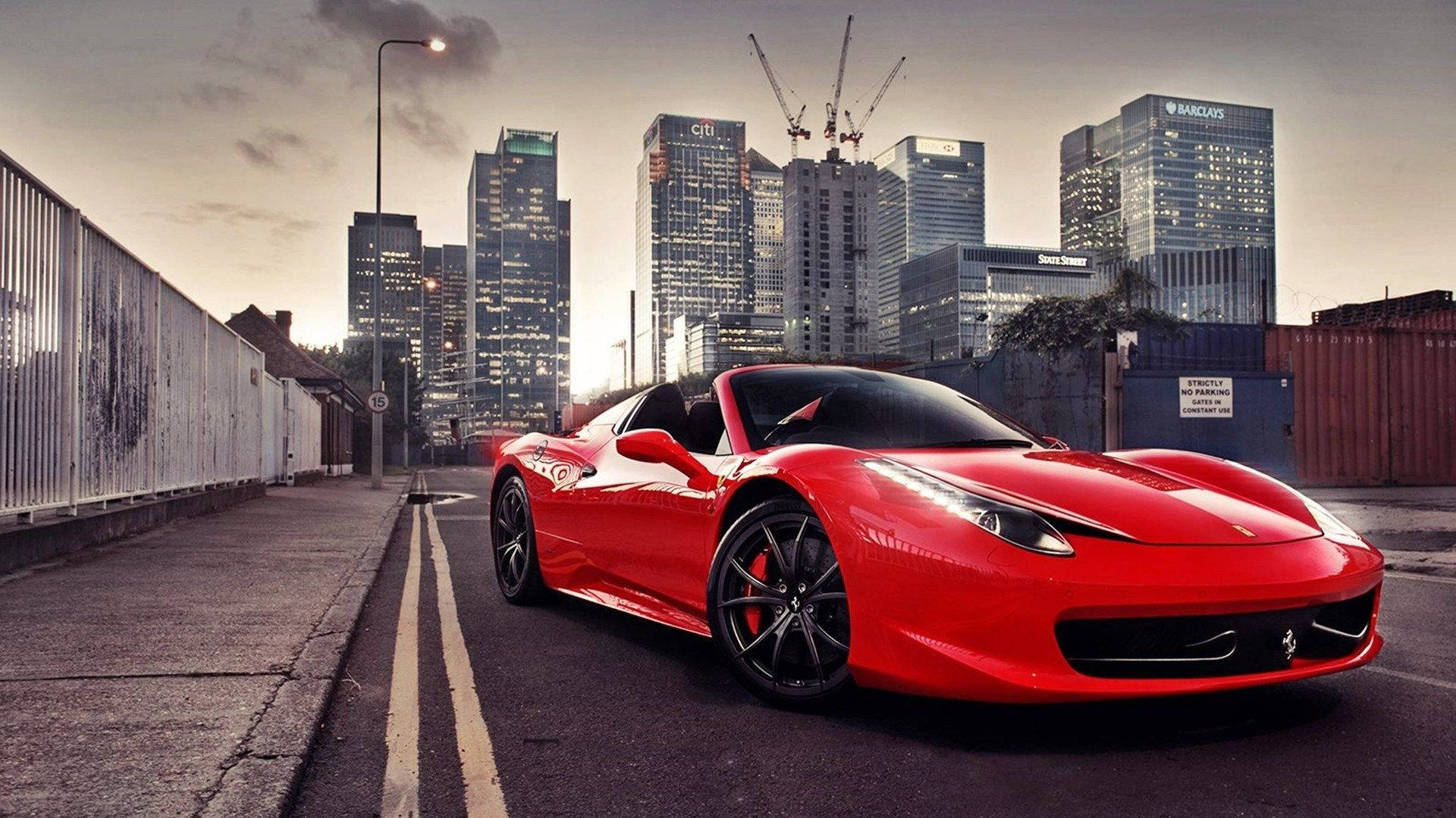 Ferrari 458, urban street, vibrant red, Full HD Desktop Wallpaper