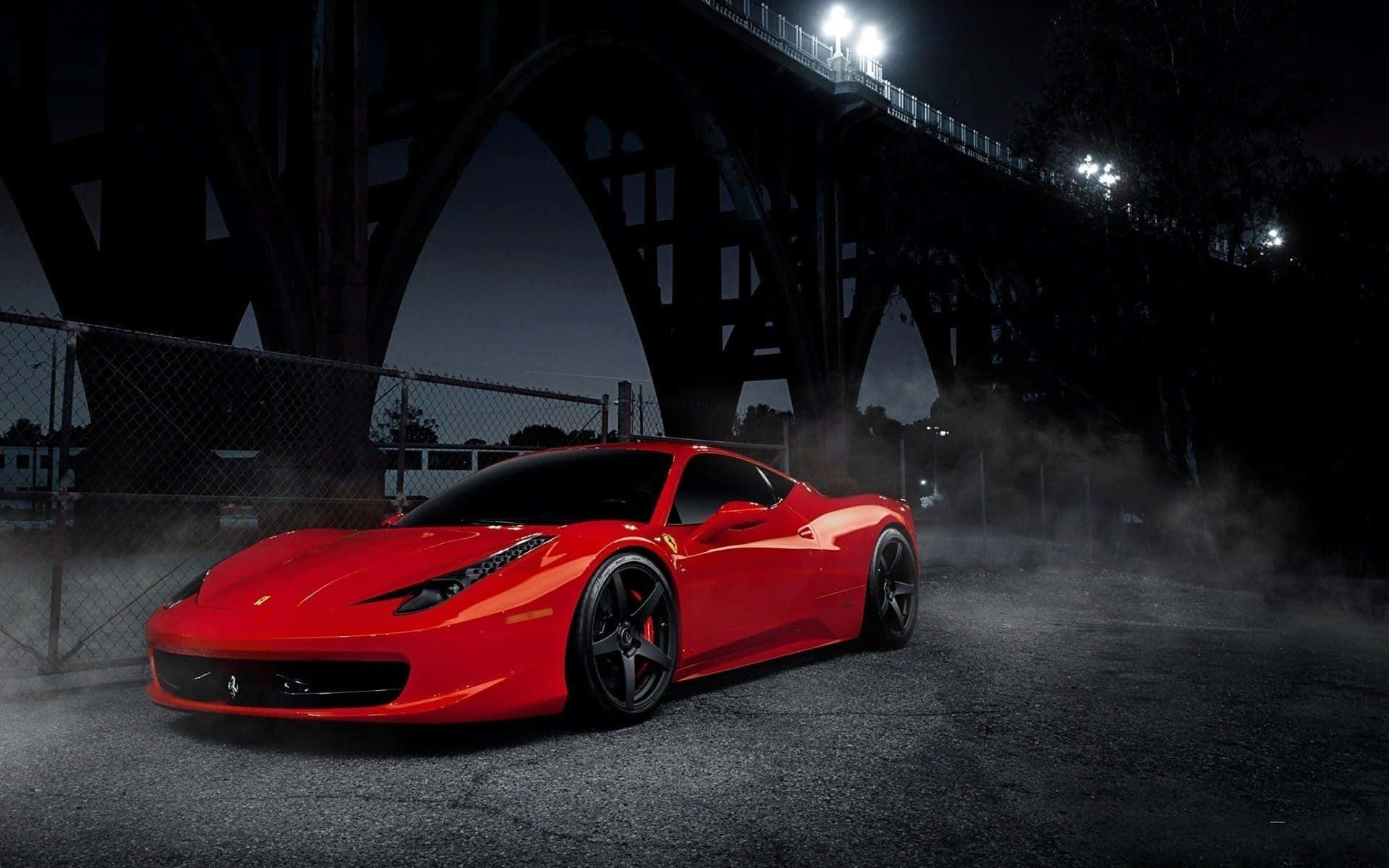 Ferrari 458 Speciale, vibrant red, dark bridge, Full HD Desktop Wallpaper