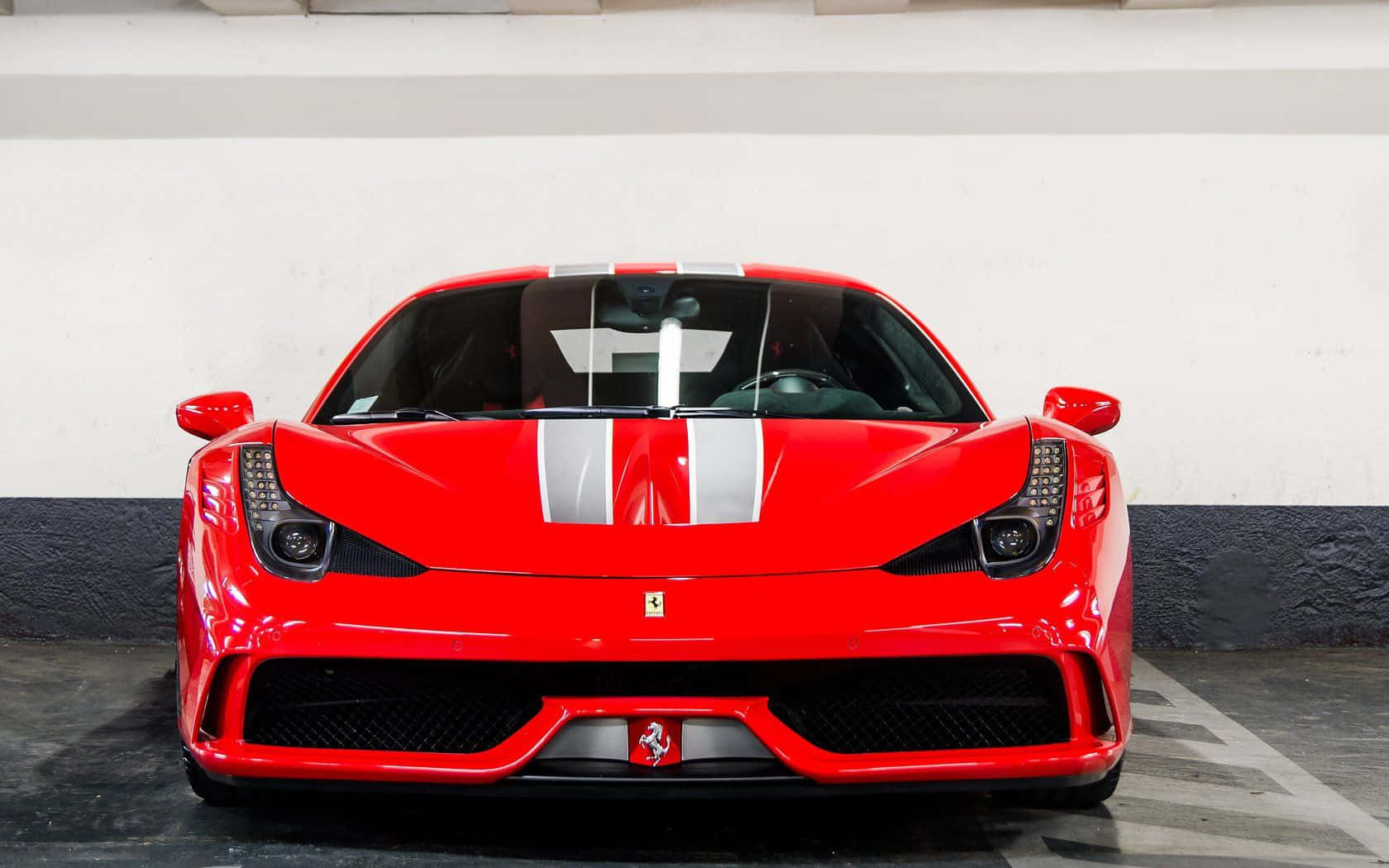 Ferrari 458 Speciale, glossy red, white racing stripes, HD Desktop Wallpaper