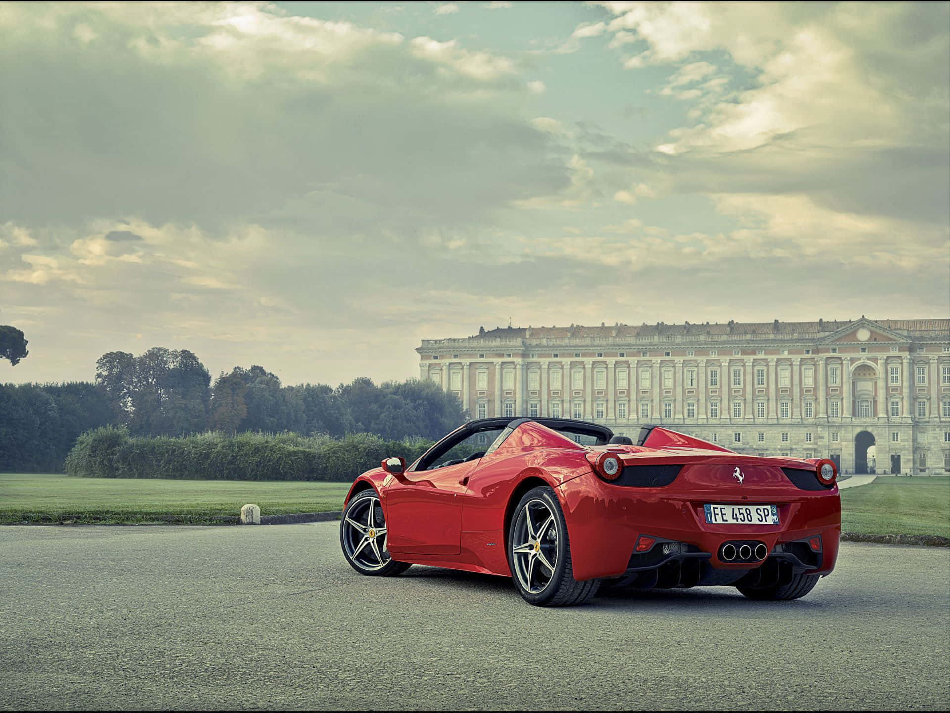 Ferrari 458 Spider, vibrant red, paved road, Full HD Desktop Wallpaper