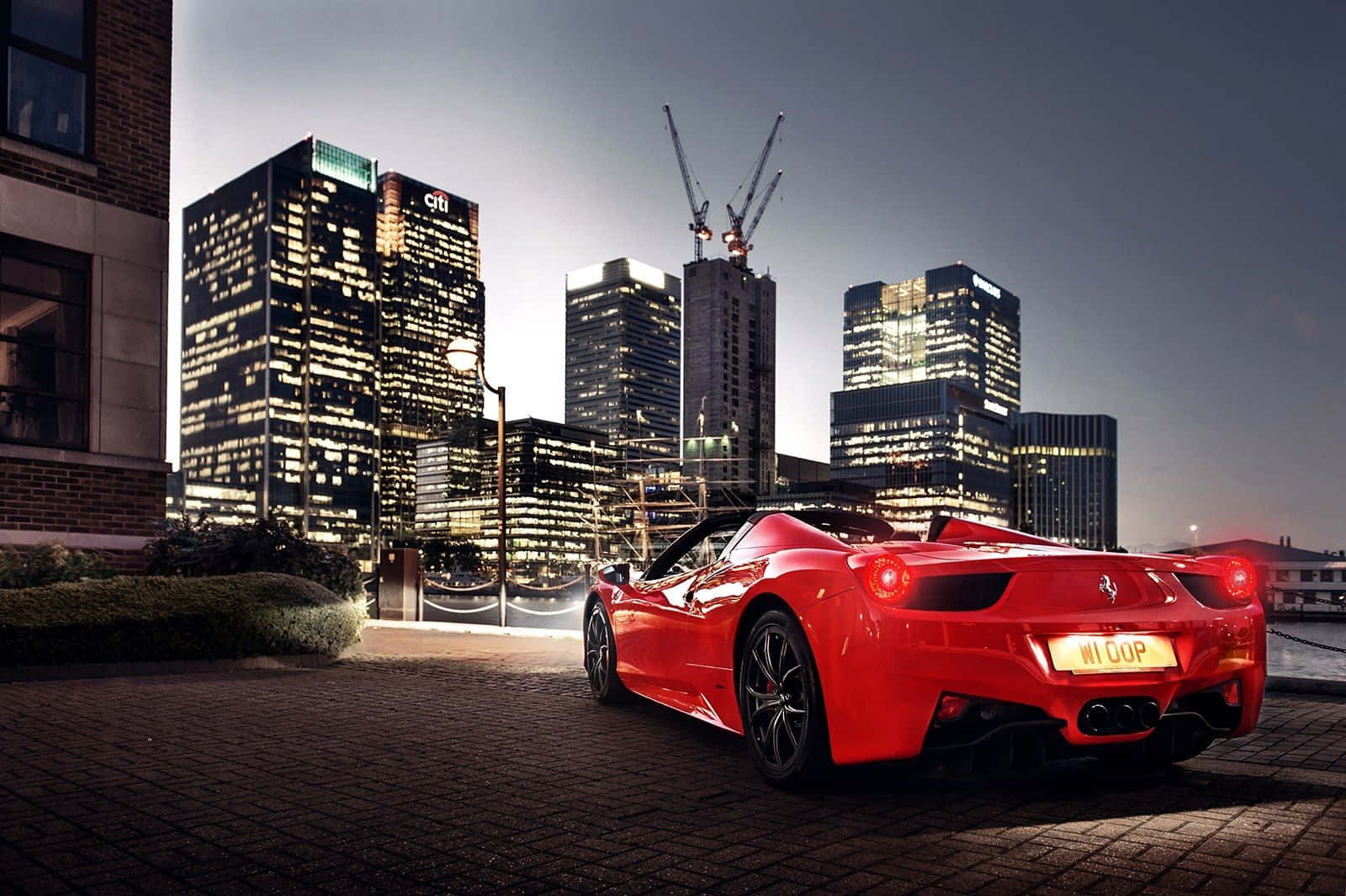 Ferrari 458 Spider, vibrant red, cobblestone street, HD Desktop Wallpaper
