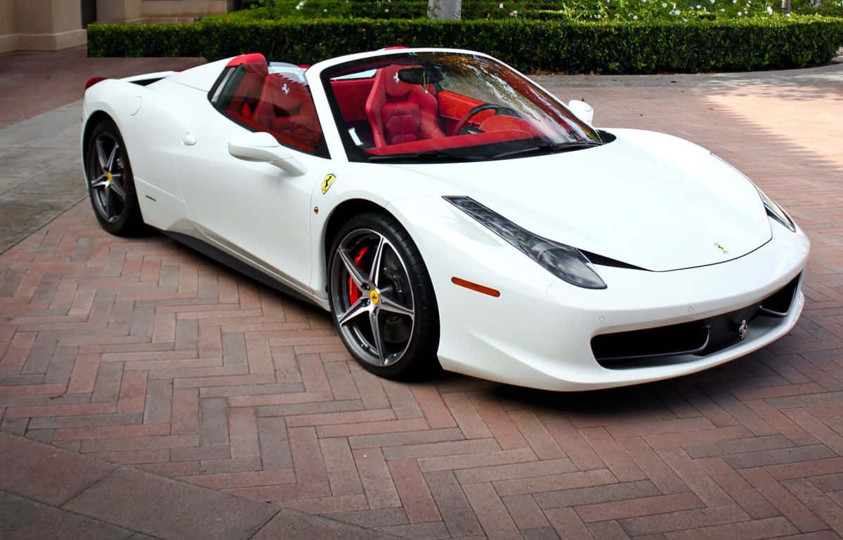 Ferrari 458 Spider, white, red interior, SD Desktop Wallpaper