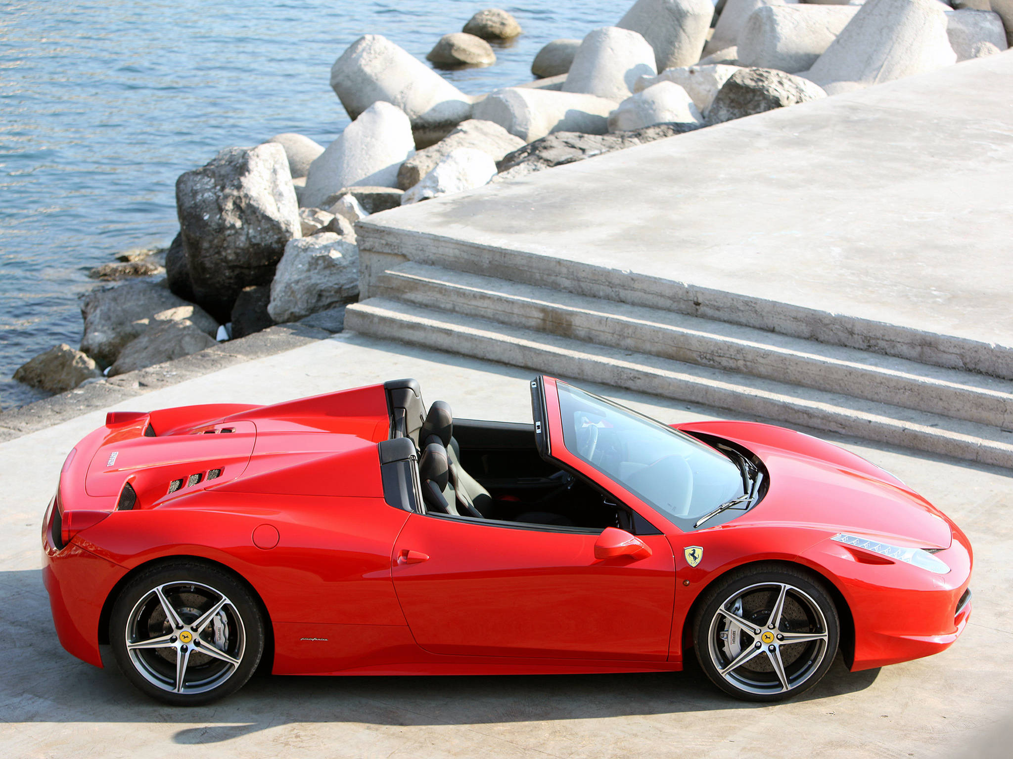 Ferrari 458 Spider, vibrant red, convertible, Full HD Desktop Wallpaper