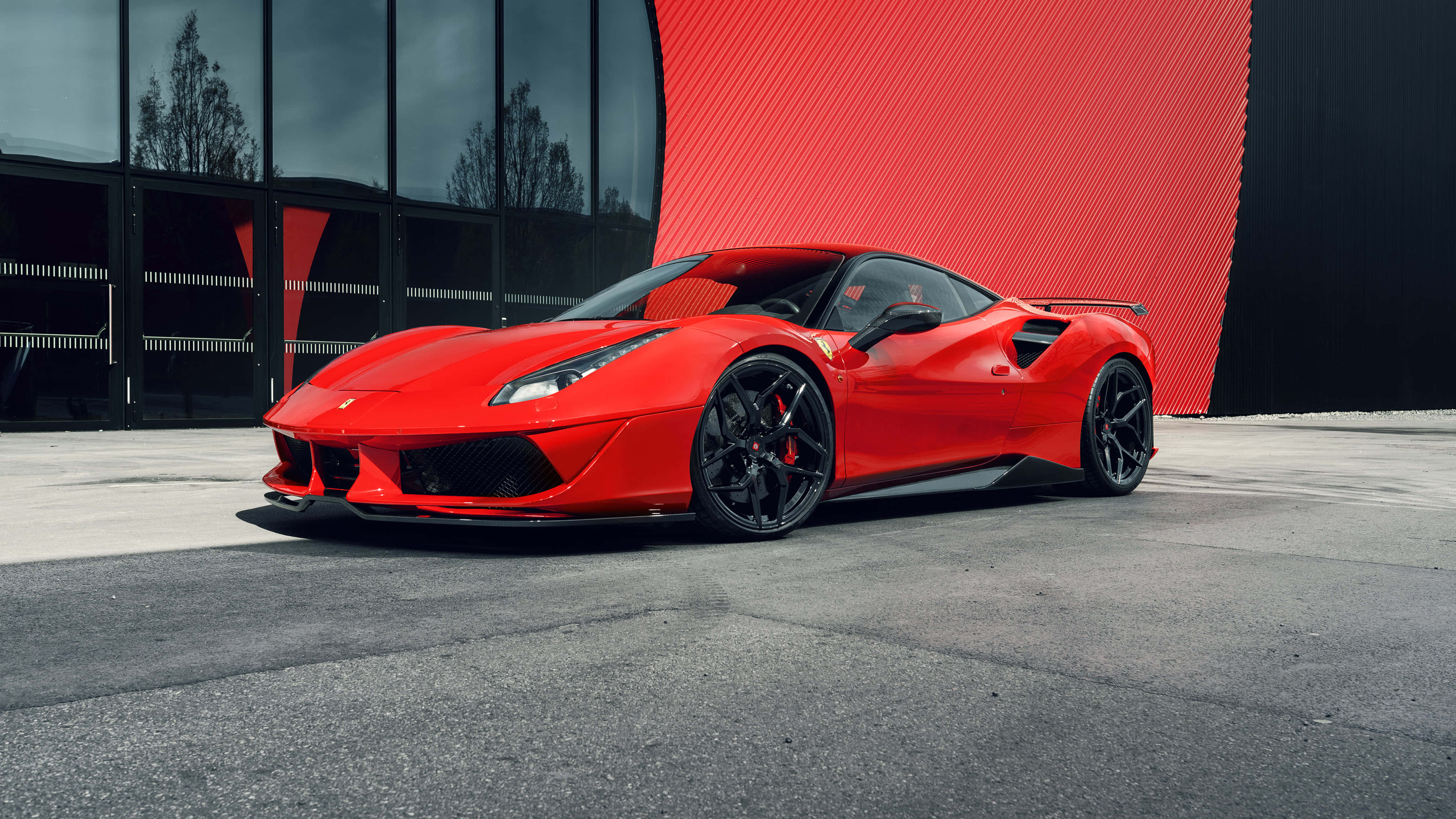 Ferrari 488 Spider, vibrant red, black accents, 4K Desktop Wallpaper