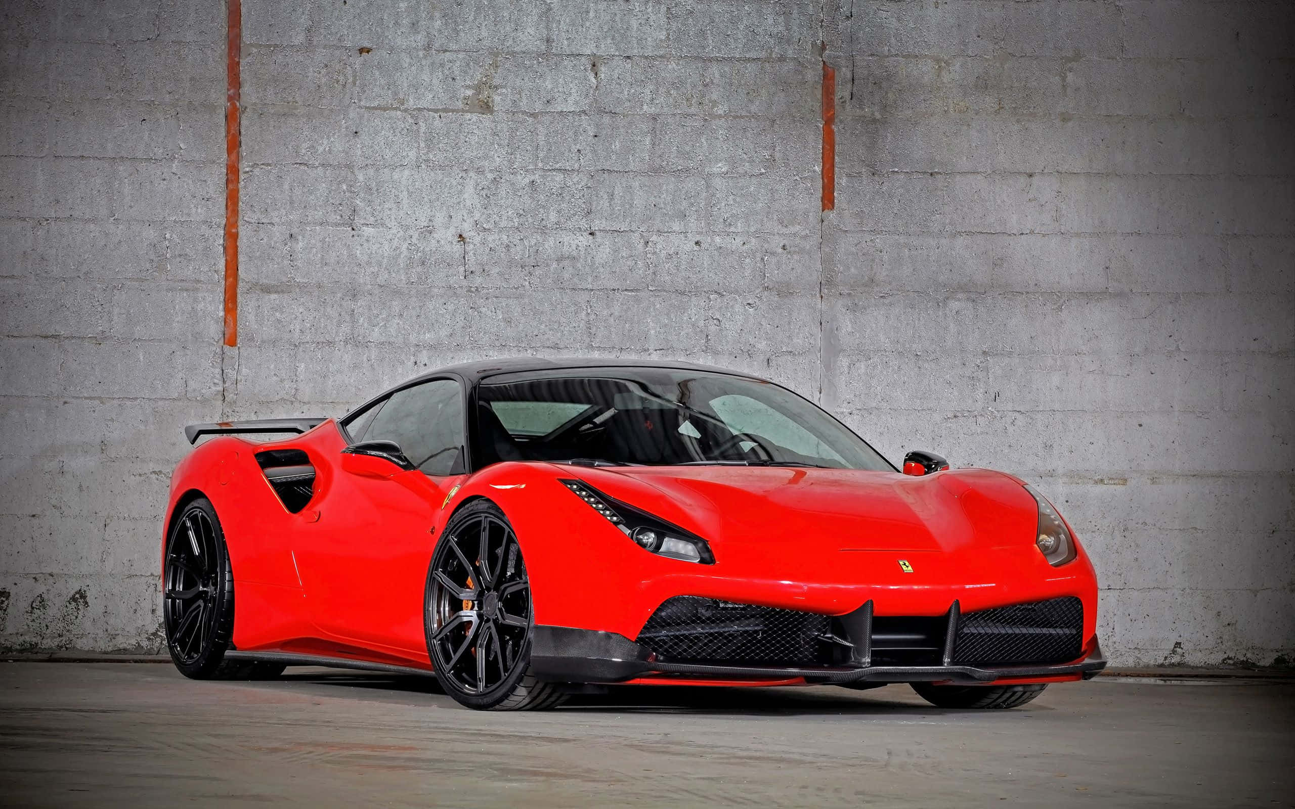Ferrari 488 Spider, vibrant red, black accents, 2K Desktop Wallpaper