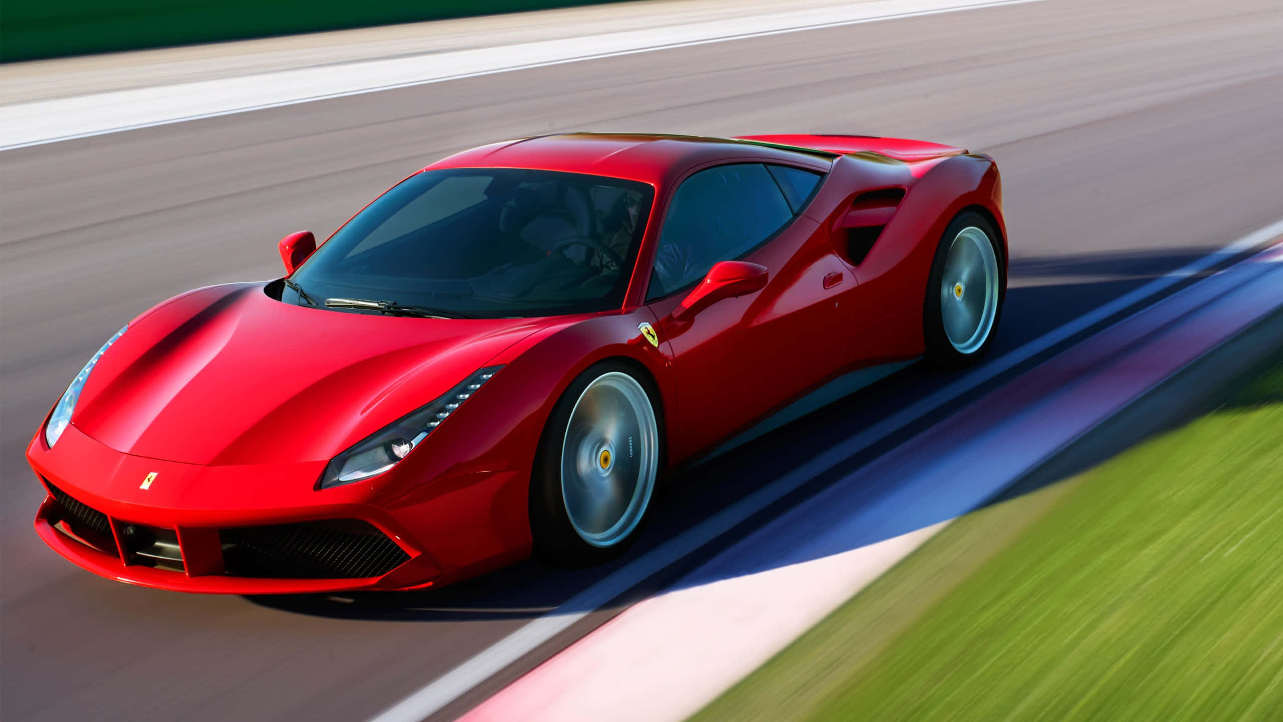Ferrari 488 Spider, vibrant red, racetrack, 2K Desktop Wallpaper