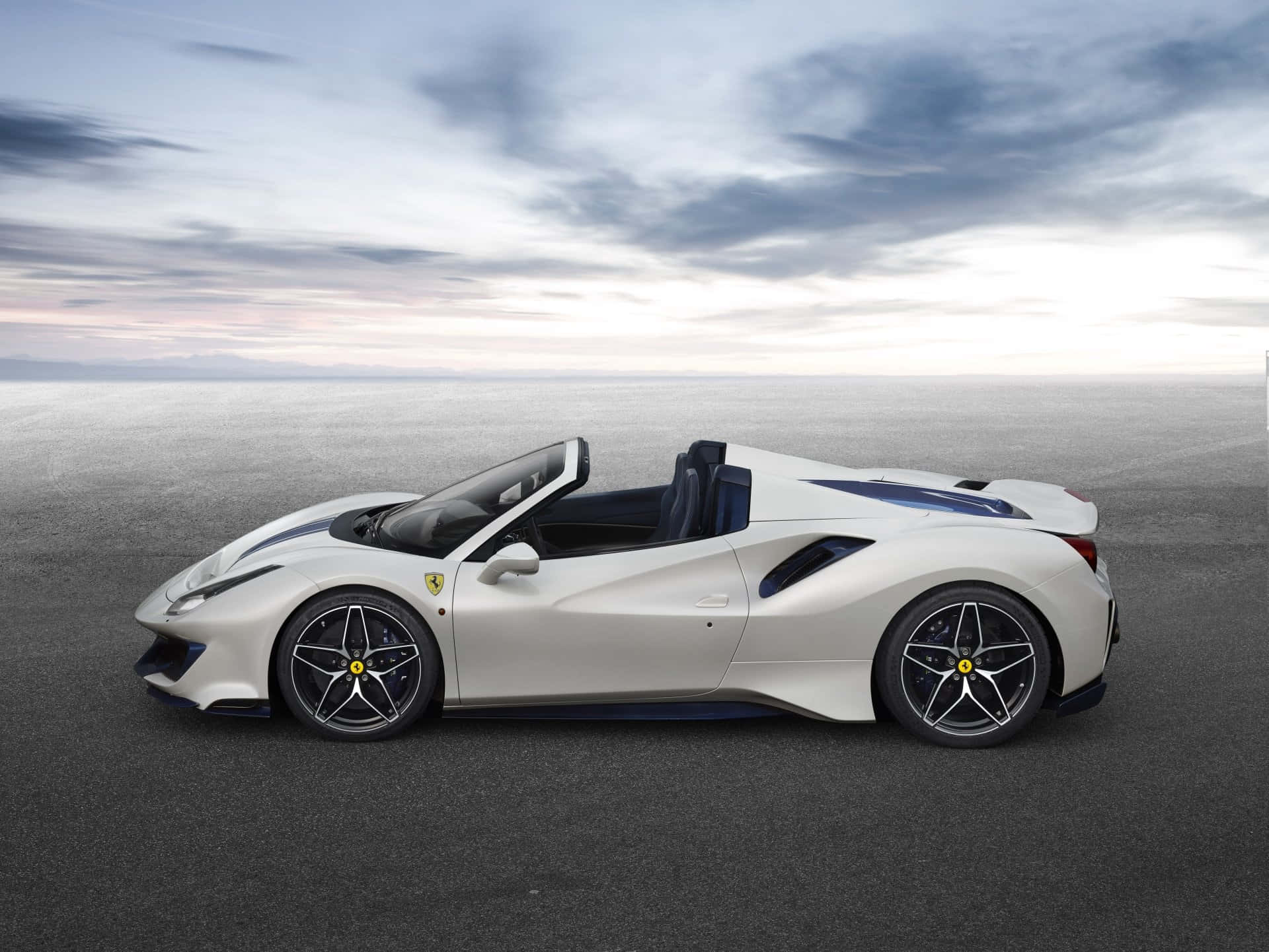 Ferrari 488 Spider, white, black accents, Full HD Desktop Wallpaper