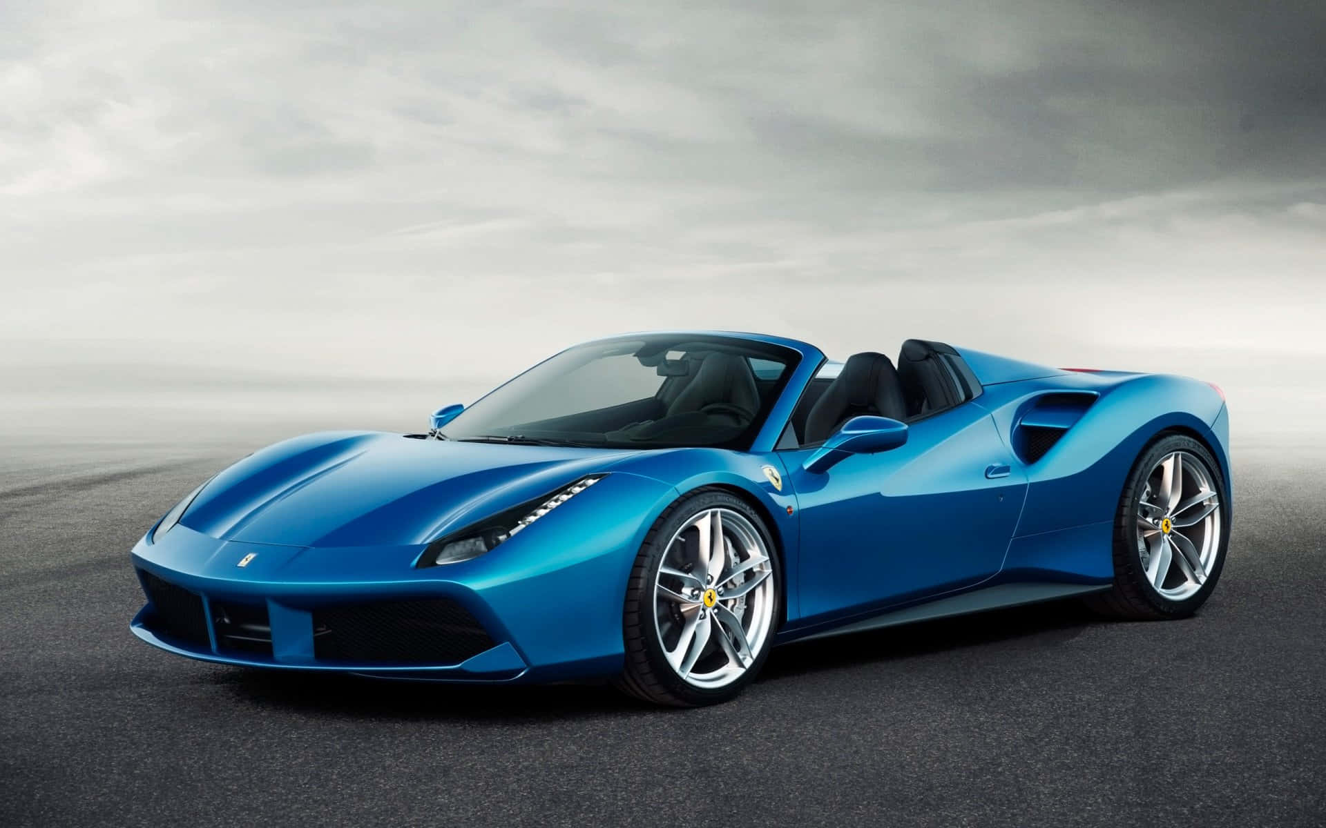 Ferrari 488 Spider, blue, overcast skies, Full HD Desktop Wallpaper