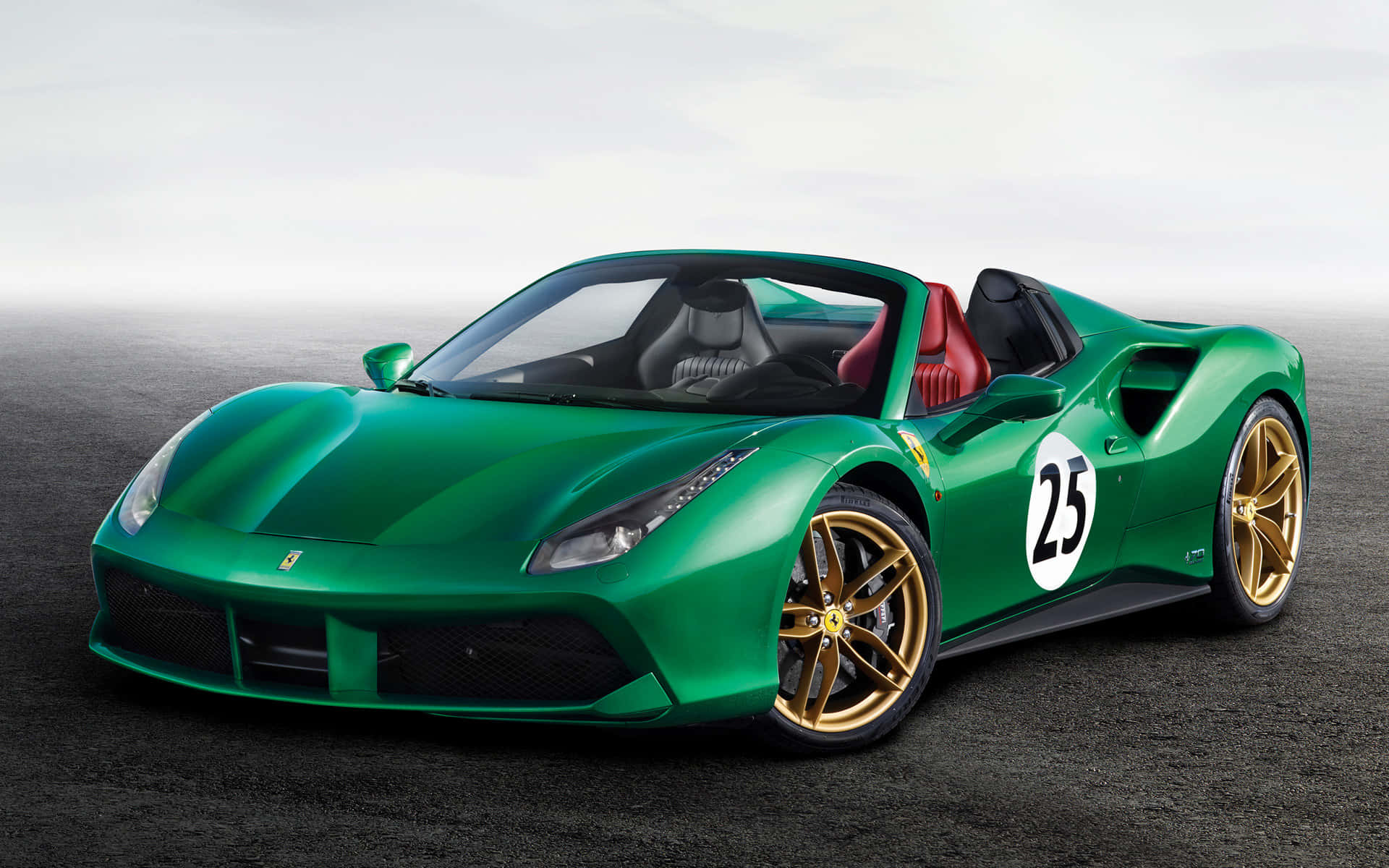 Ferrari 488 Spider, vibrant green, gold wheels, Full HD Desktop Wallpaper