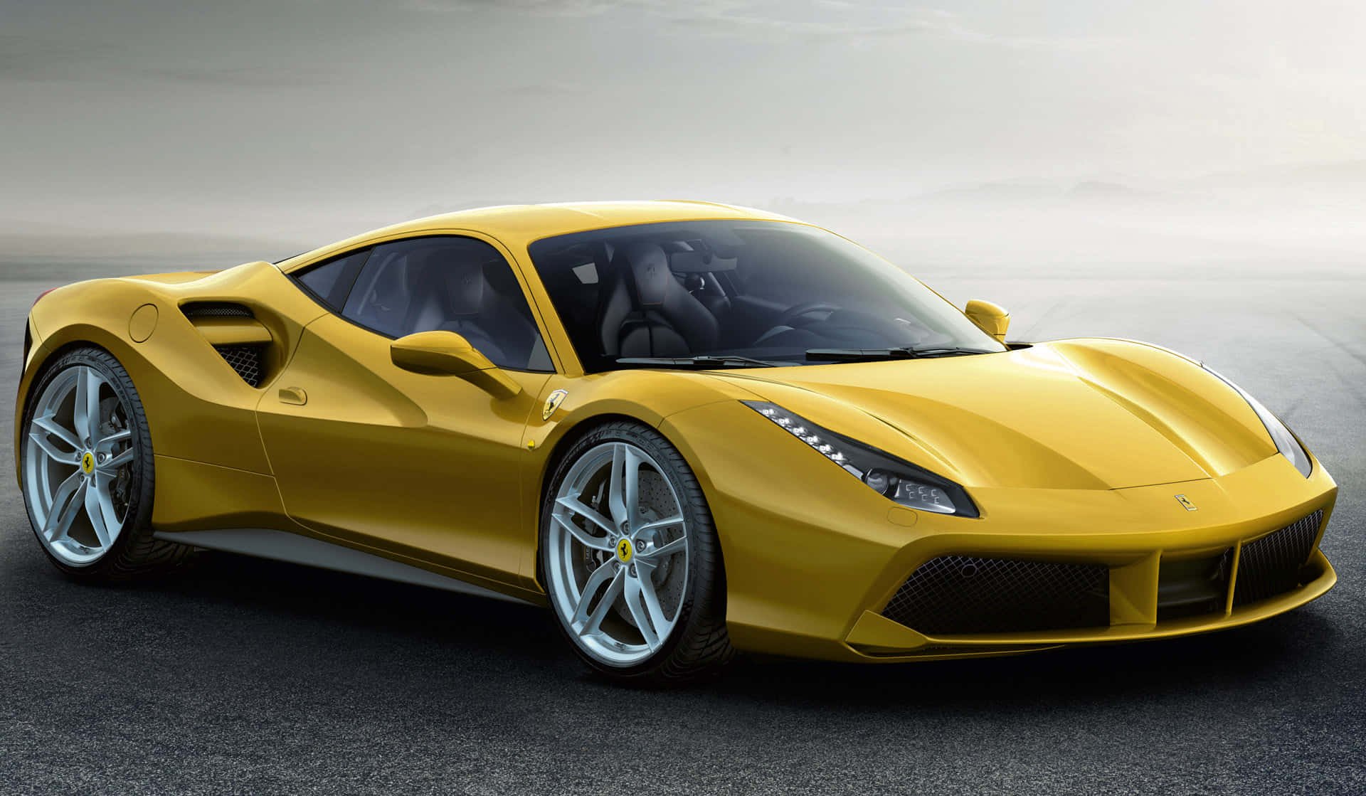 Ferrari 488 Spider, vibrant yellow, soft daylight, Full HD Desktop Wallpaper