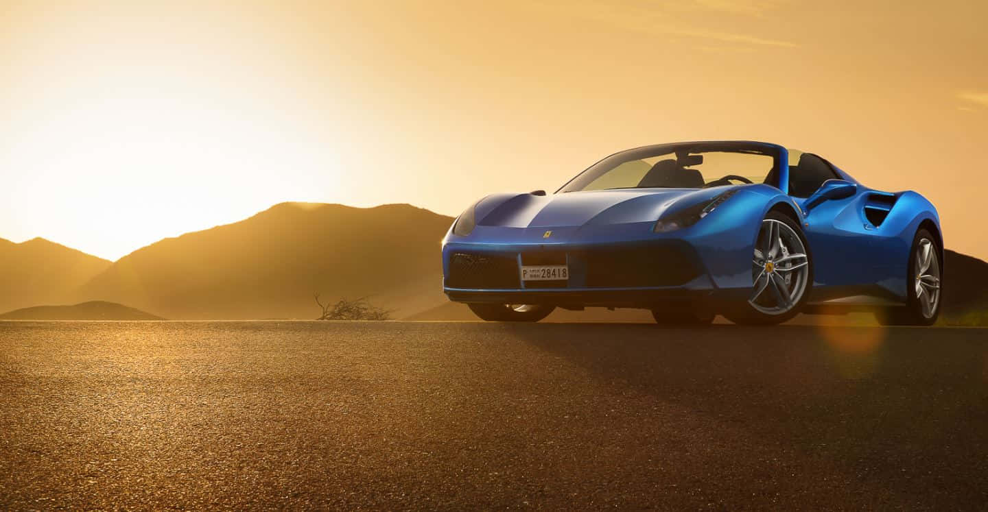 Ferrari 488 Spider, vibrant blue, desert road, HD Desktop Wallpaper