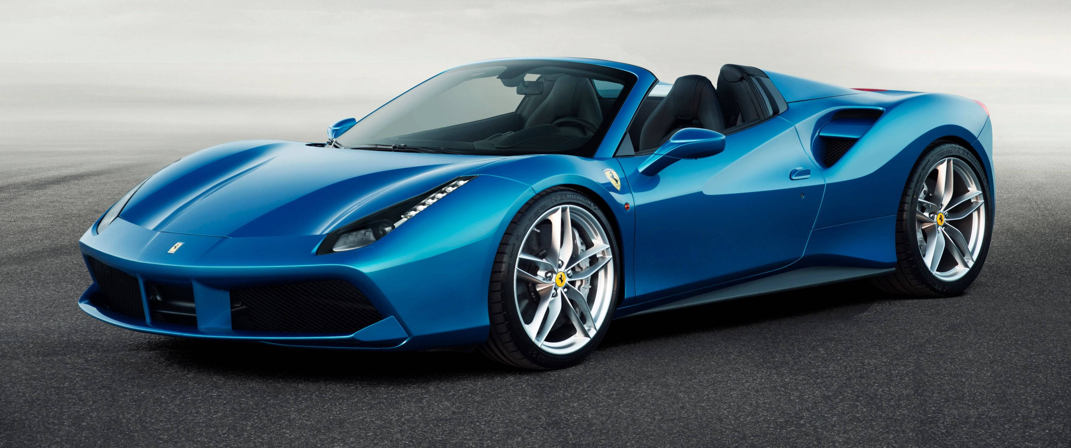 Ferrari 488 Spider, blue, studio lighting, 2K Desktop Wallpaper