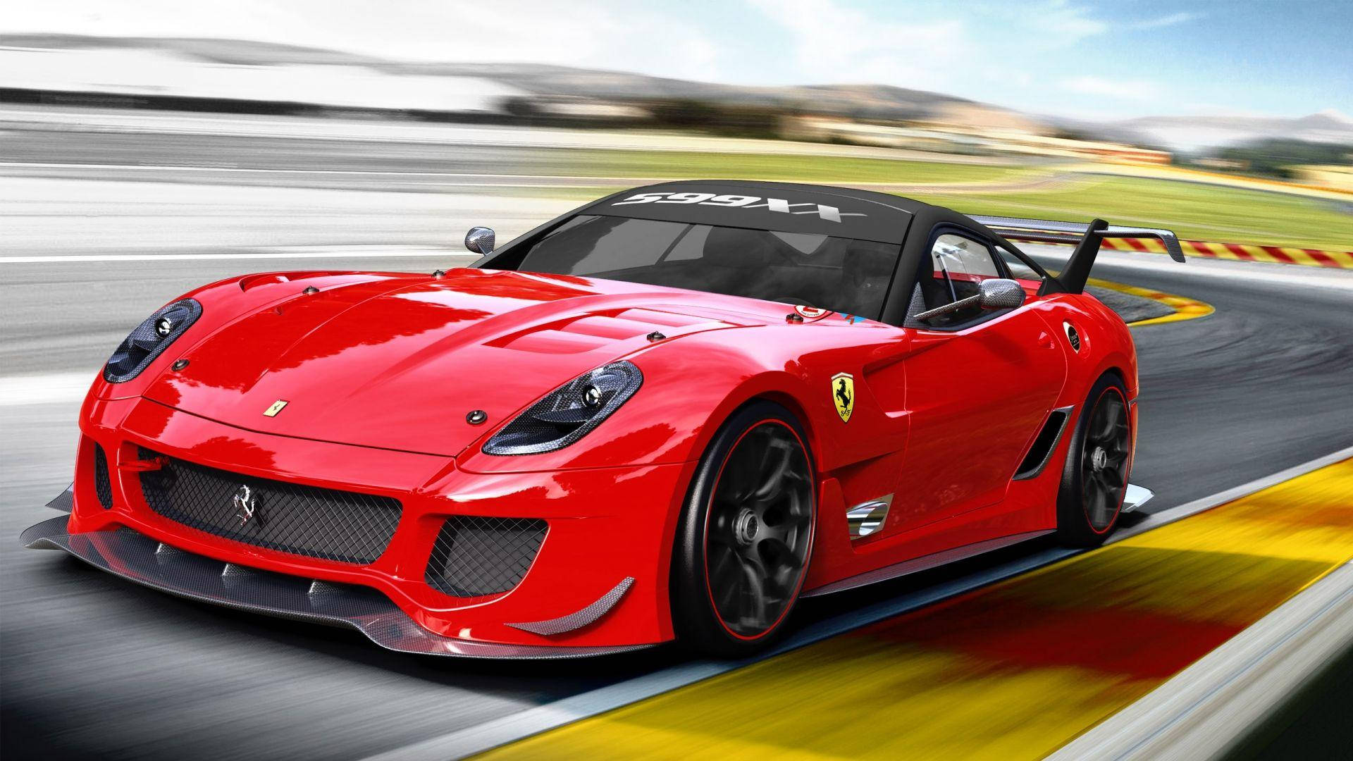 Ferrari 599 GTB Fiorano, Red, Racetrack, Full HD Desktop Wallpaper