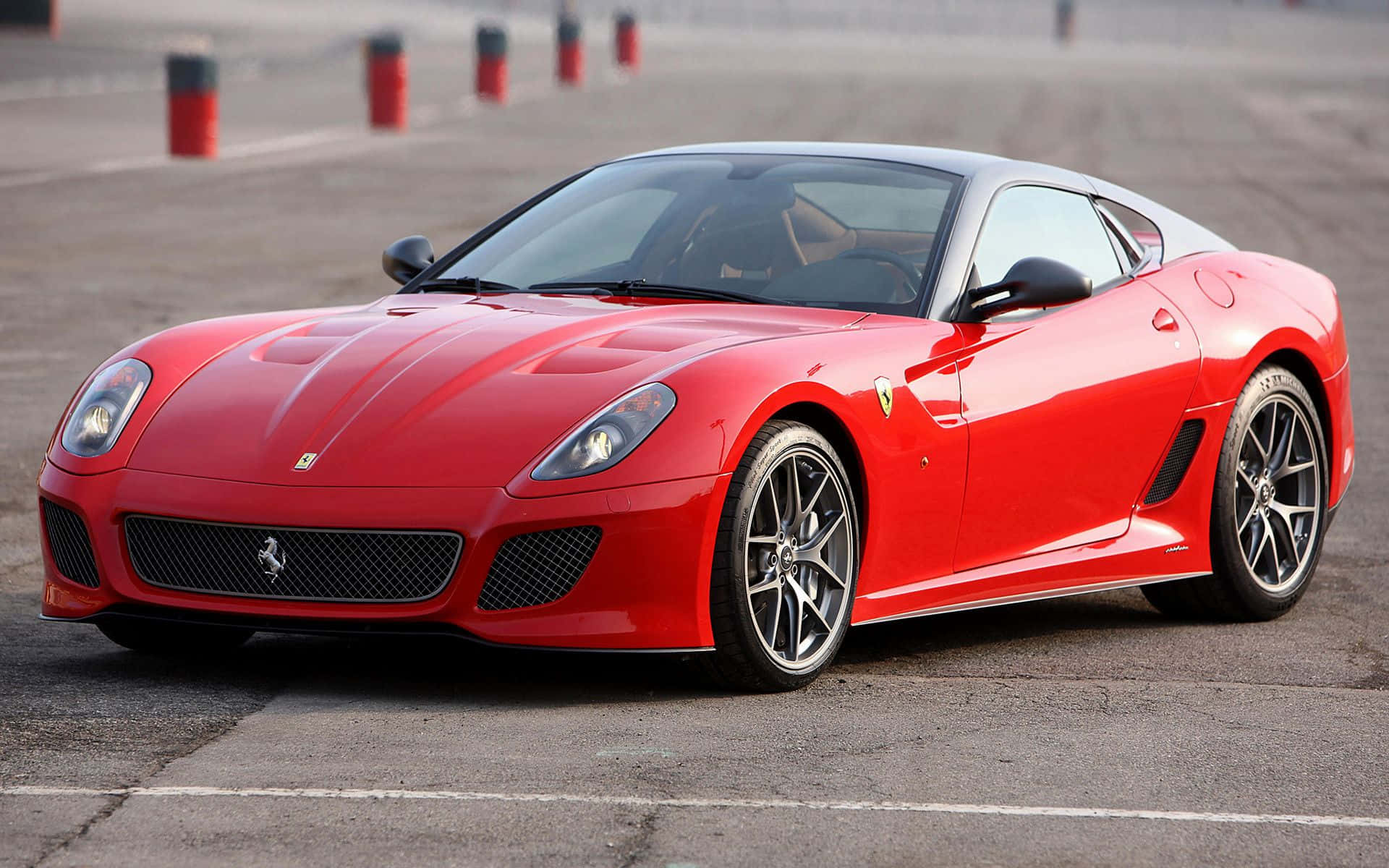 Ferrari 599 GTB Fiorano, red, paved track, Full HD Desktop Wallpaper