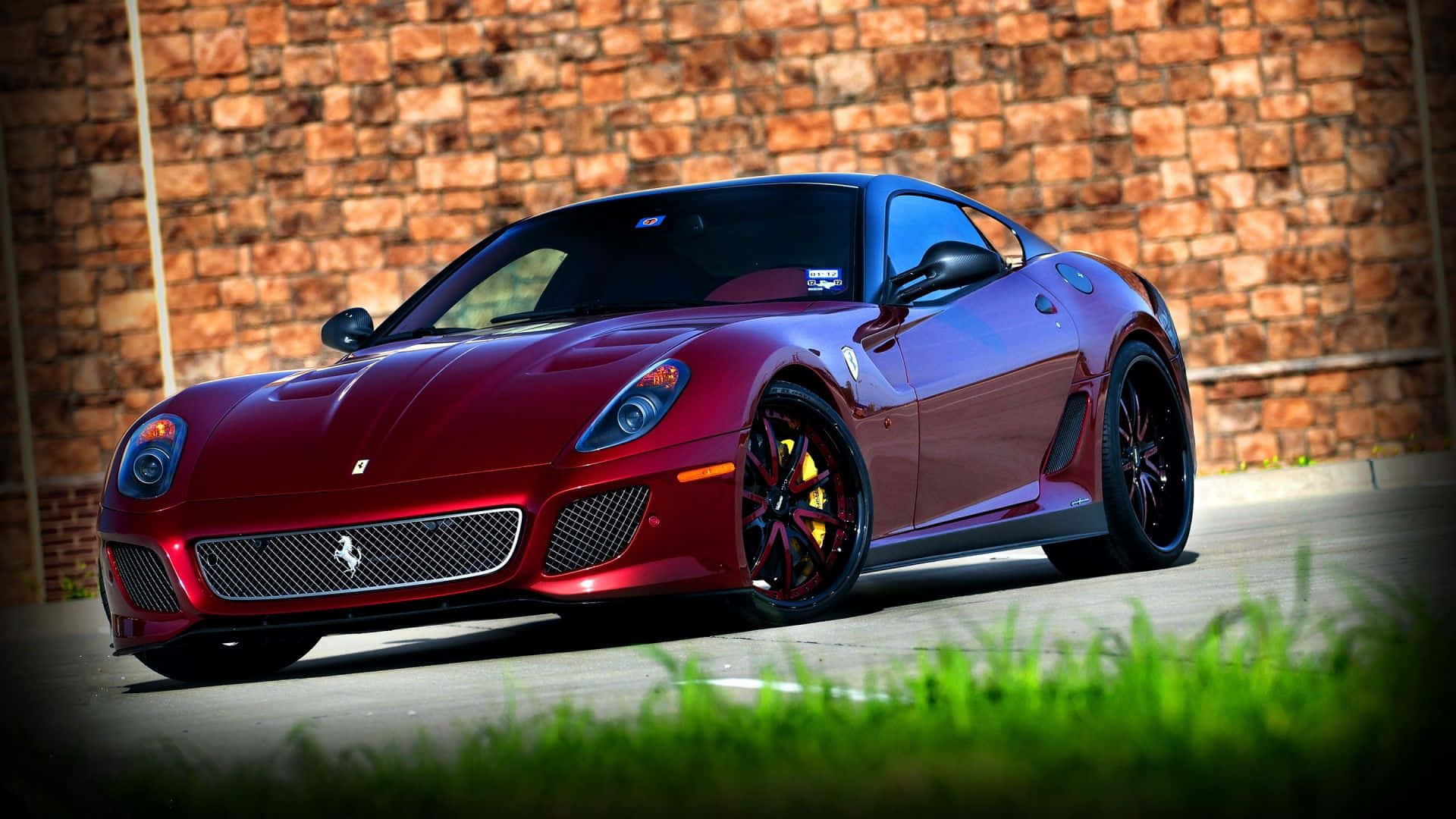 Ferrari 599 GTB Fiorano, glossy red, straight road, Full HD Desktop Wallpaper