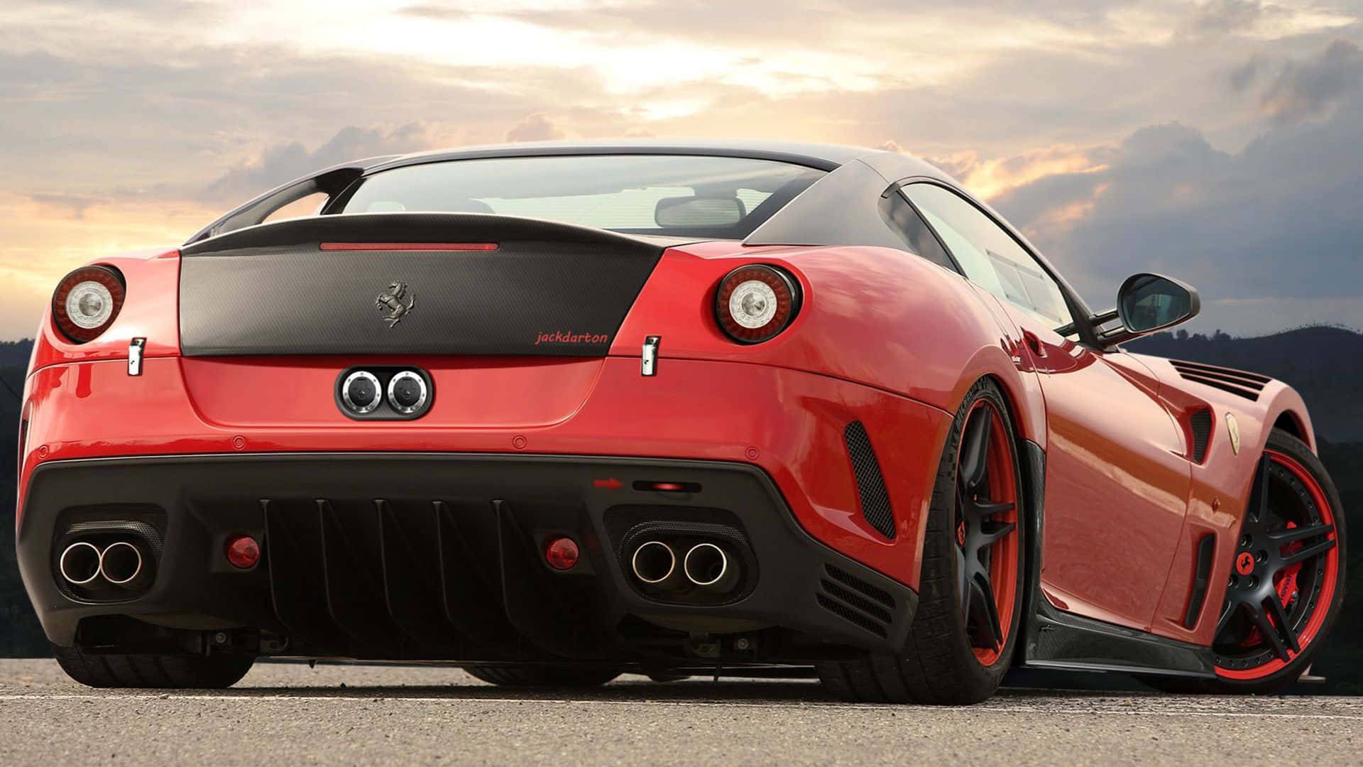 Ferrari 599 GTB Fiorano, vibrant red, black accents, Full HD Desktop Wallpaper
