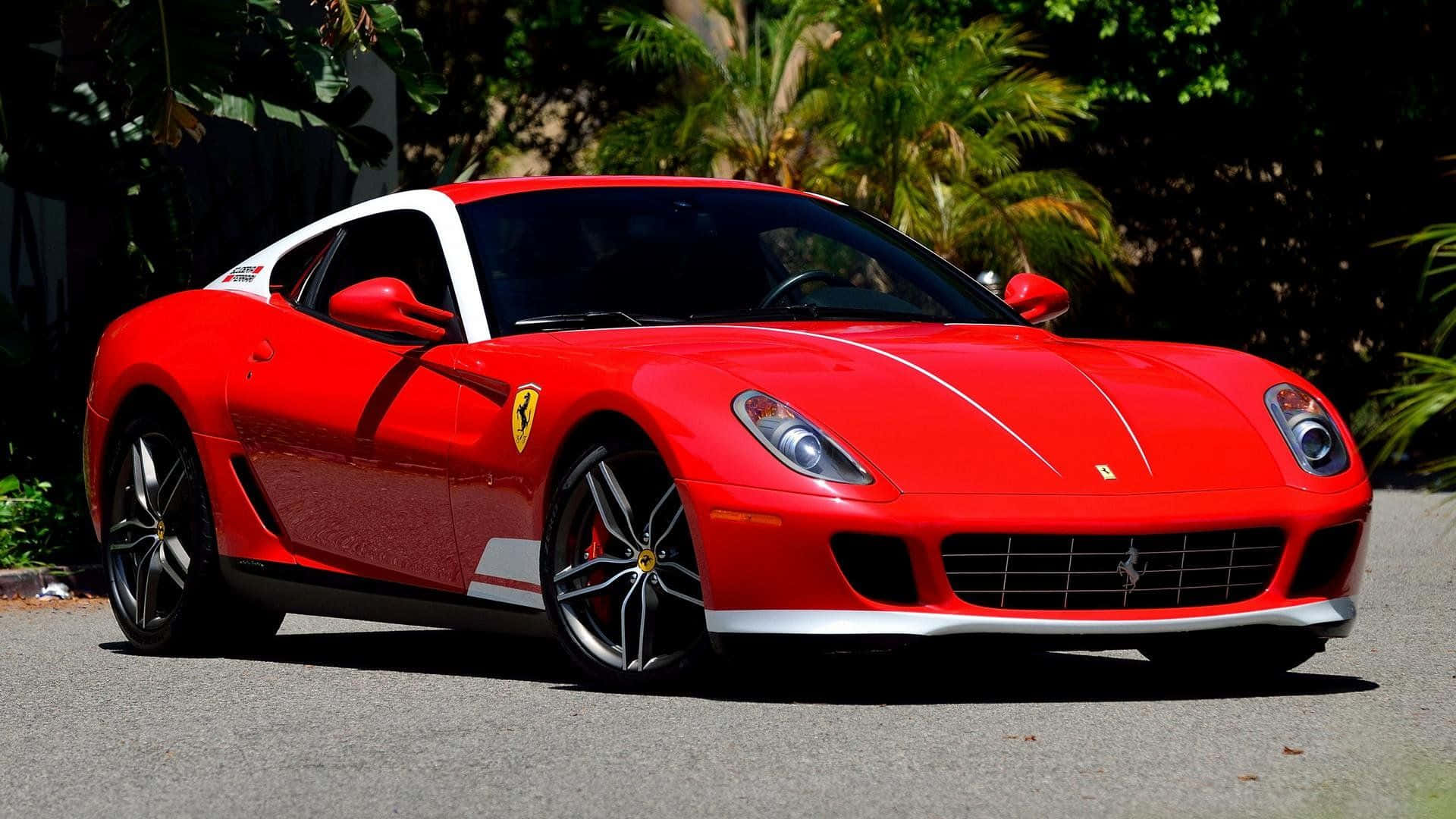 Ferrari 599 GTB Fiorano, red, white accents, Full HD Desktop Wallpaper