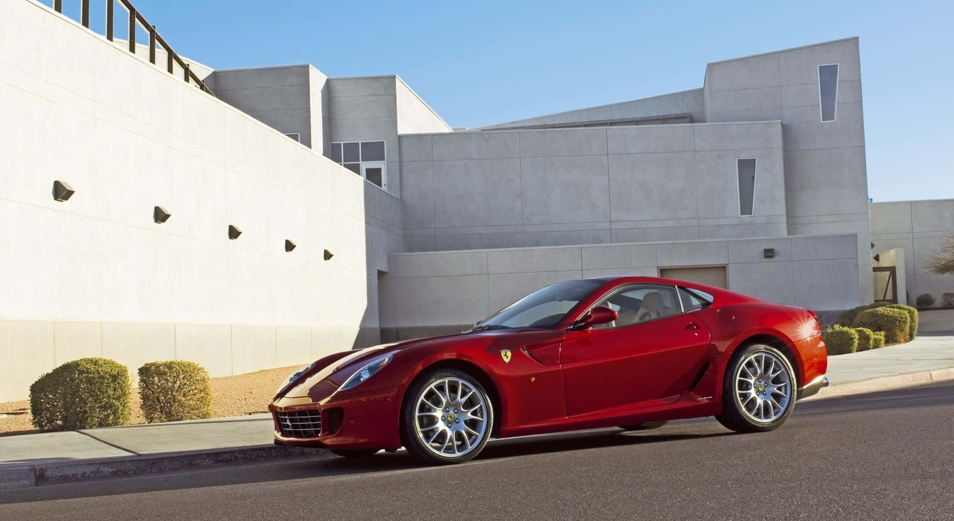 Ferrari 599 GTB Fiorano, glossy red, coastal road, Full HD Desktop Wallpaper