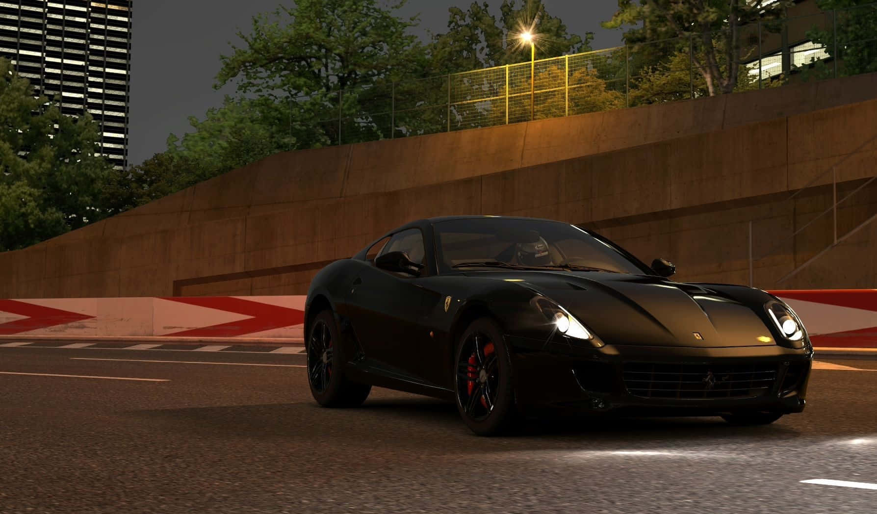 Ferrari 599 GTB Fiorano, black, racetrack, HD Desktop Wallpaper