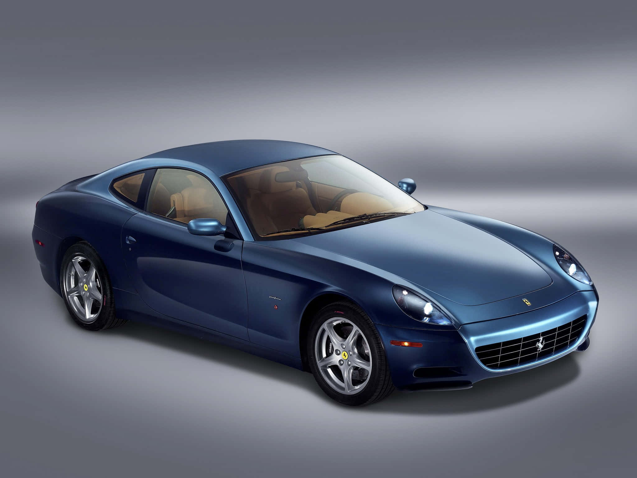 Ferrari 612 Scaglietti, blue, tan interior, Full HD Desktop Wallpaper
