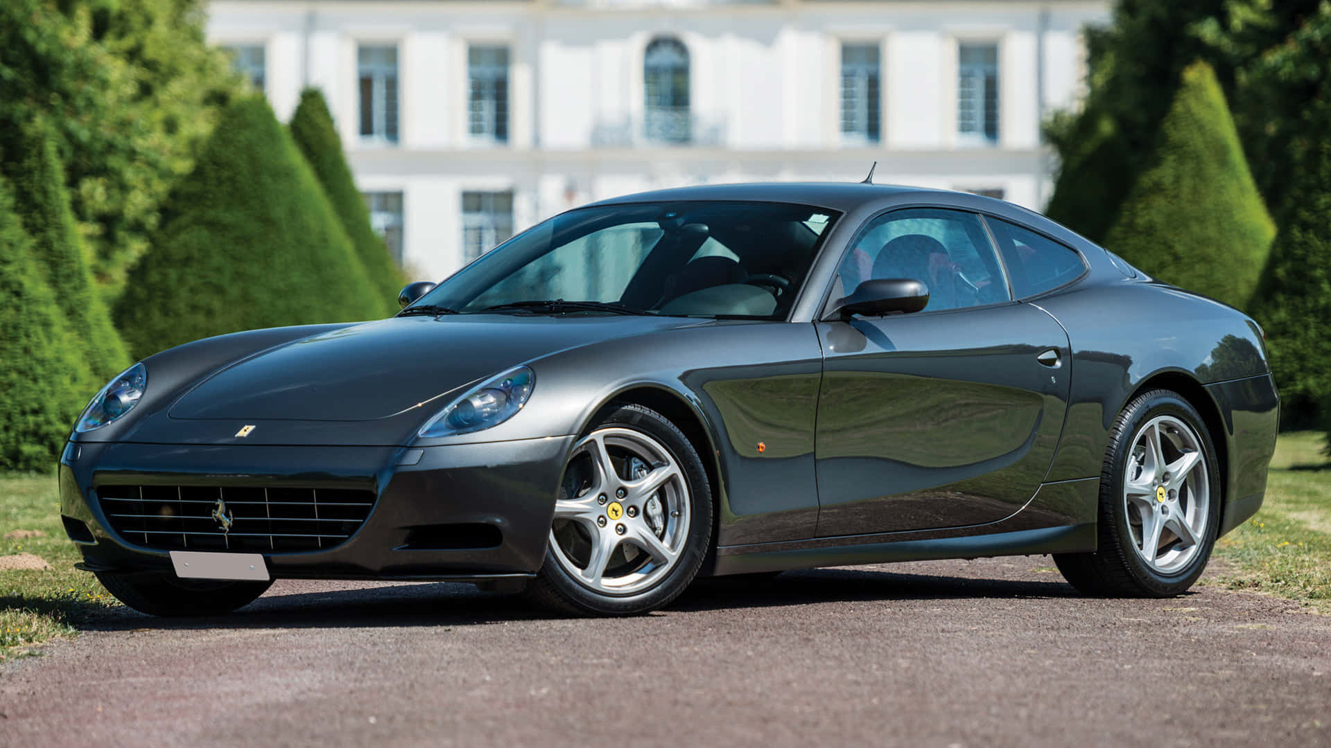 Ferrari 612 Scaglietti, dark gray, Sunset, Full HD Desktop Wallpaper