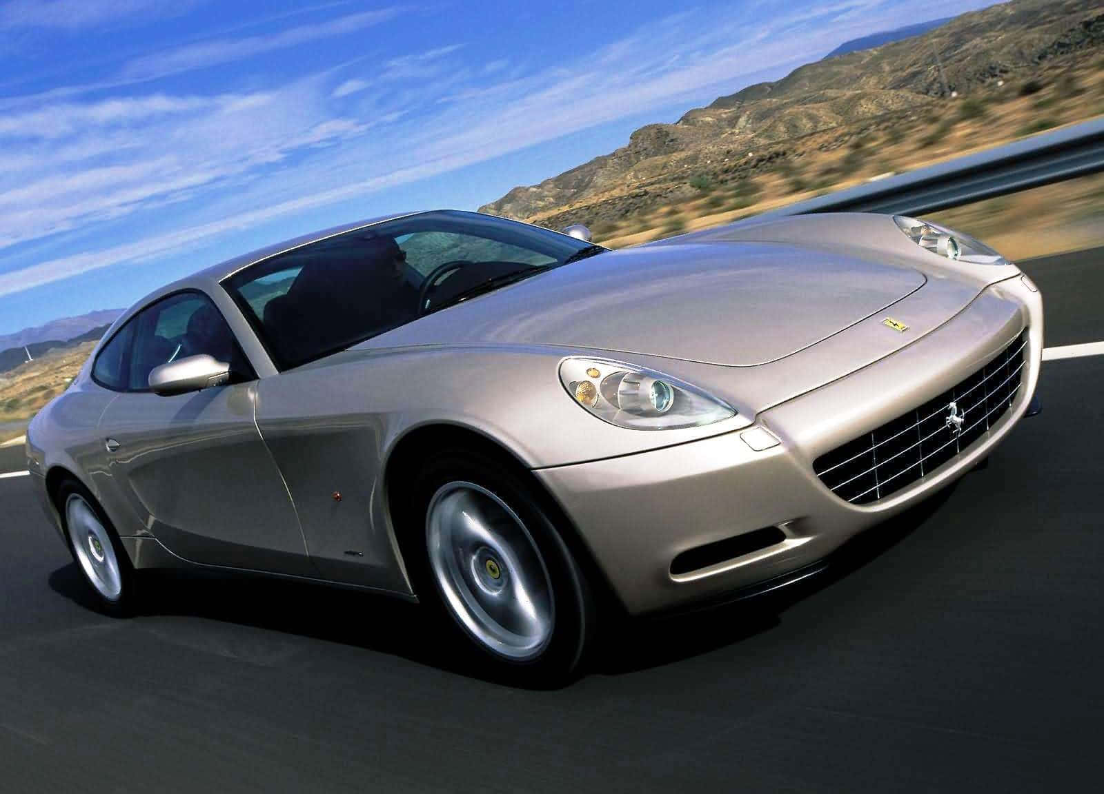 Ferrari 612 Scaglietti, silver, winding mountain road, HD Desktop Wallpaper