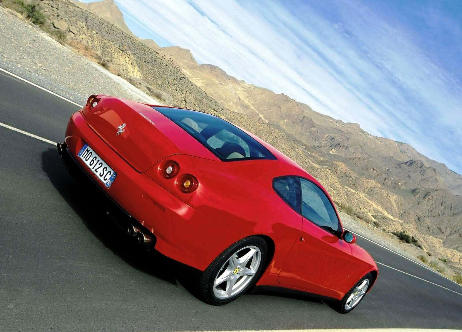Ferrari 612 Scaglietti, red, winding mountain road, HD Desktop Wallpaper