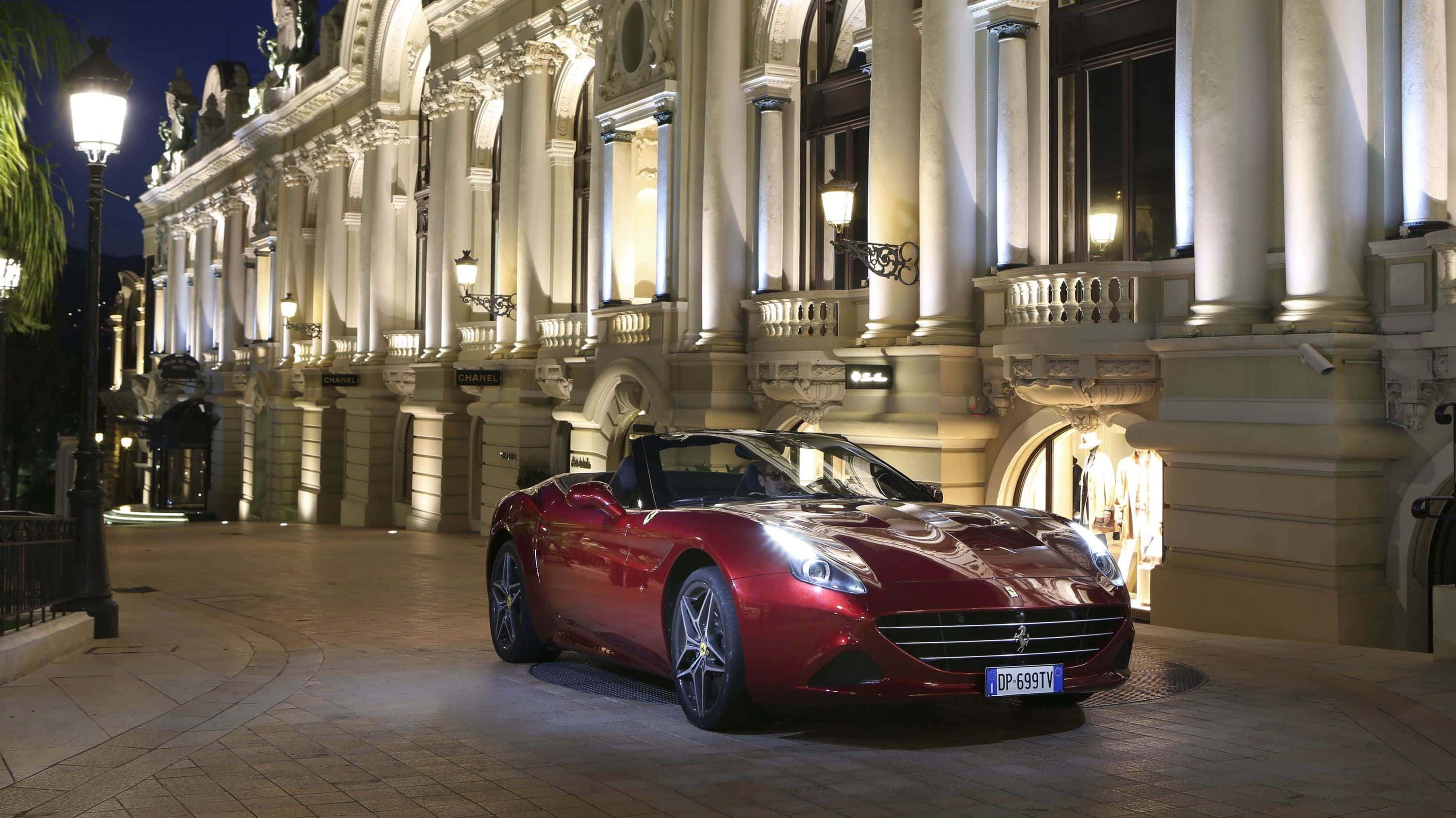 Ferrari California T, glossy red, night, 2K Desktop Wallpaper