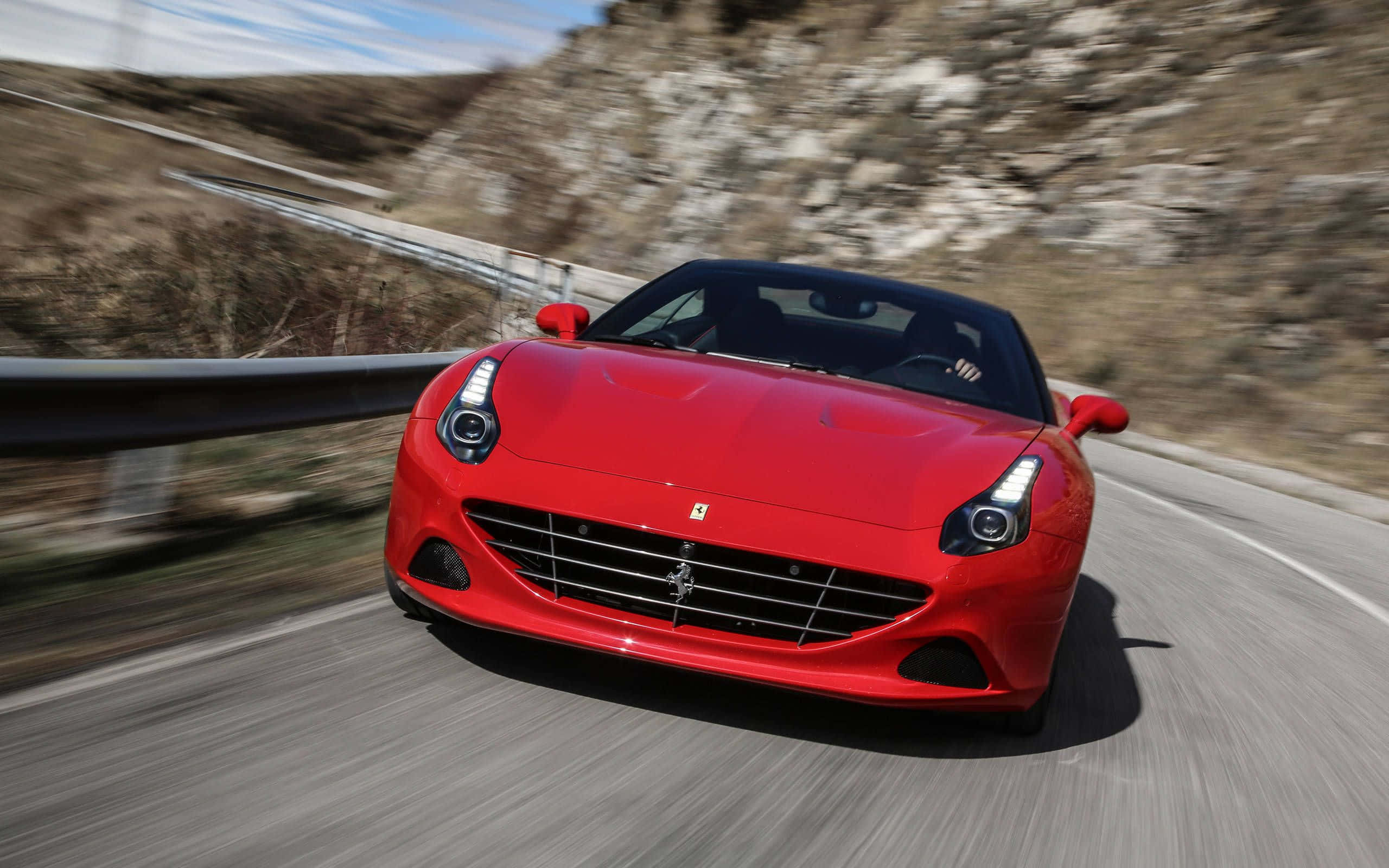 Ferrari California T, red, winding mountain road, 2K Desktop Wallpaper