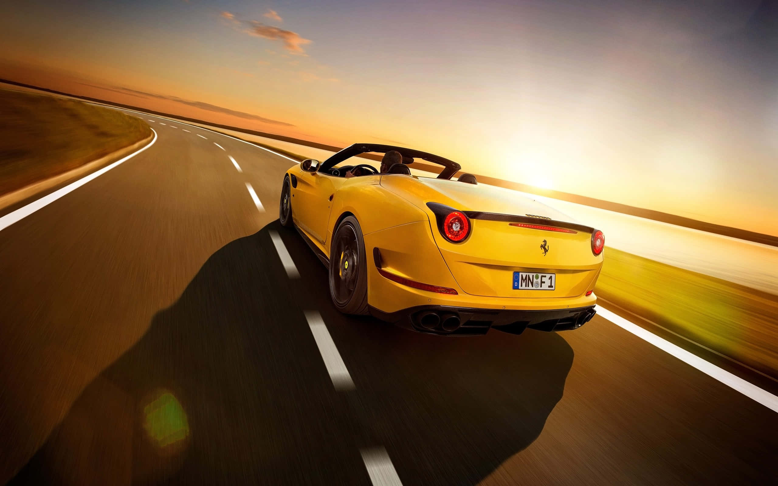 Ferrari California T, yellow, convertible, 2K Desktop Wallpaper