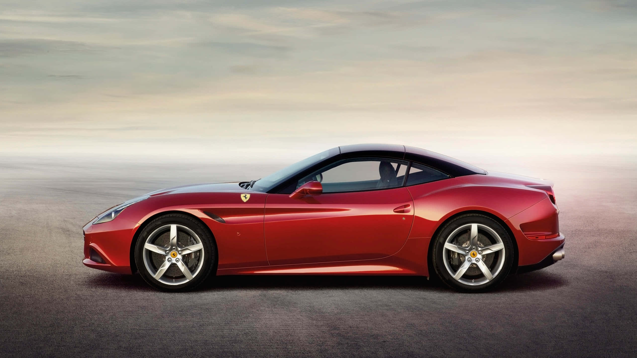 Ferrari California T, red, smooth gray surface, 2K Desktop Wallpaper