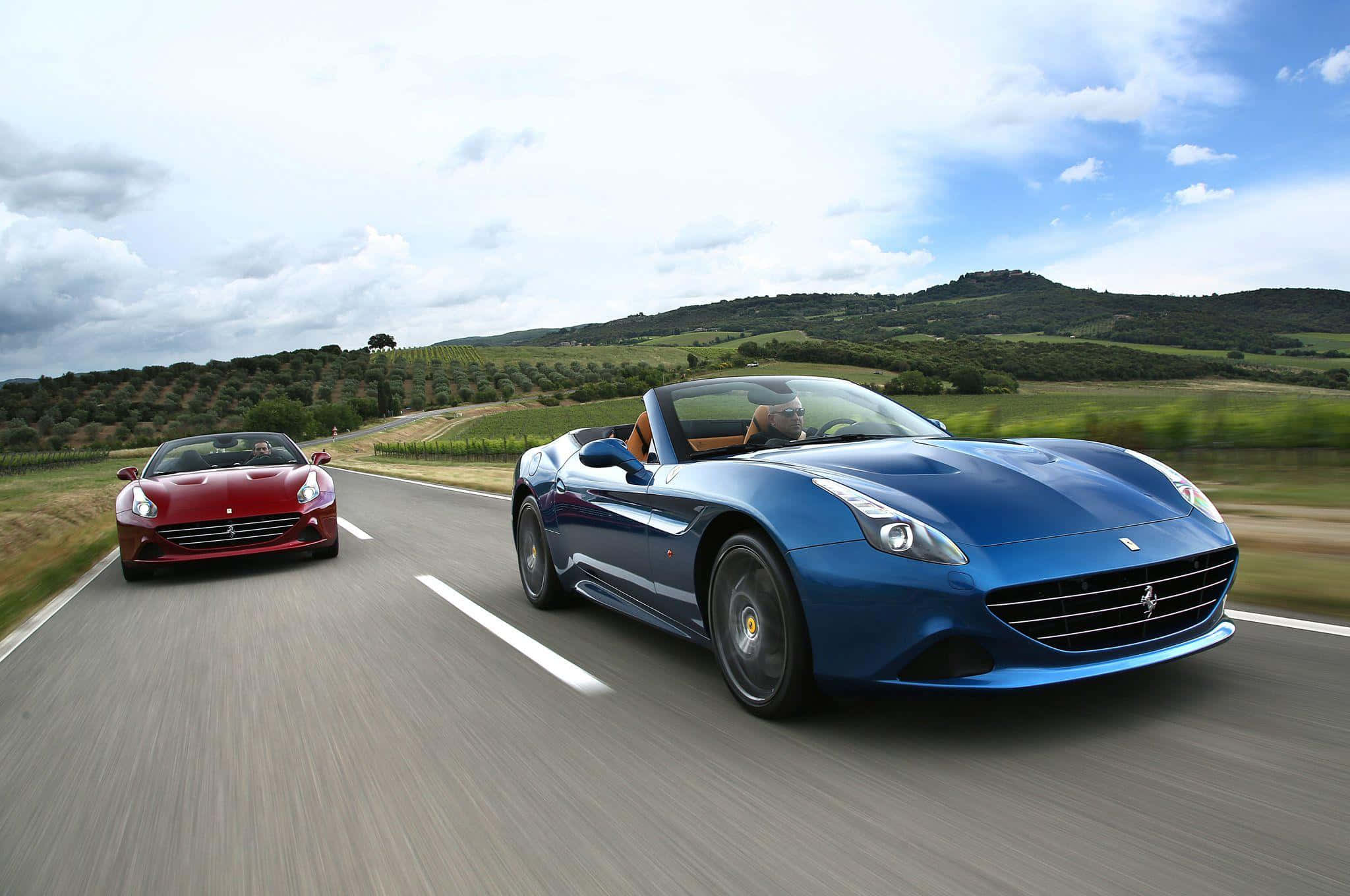 Ferrari California T, Red, winding countryside road, Full HD Desktop Wallpaper