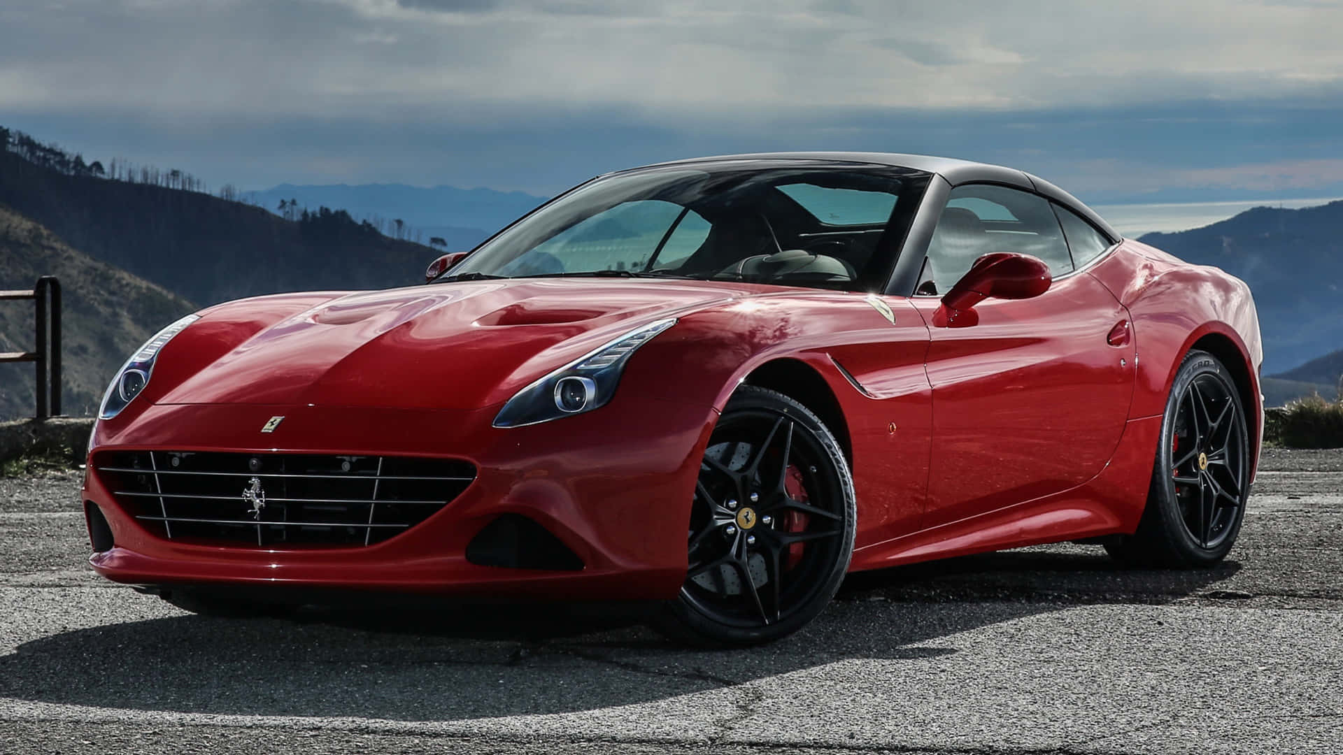 Ferrari California T, glossy red, mountain road, Full HD Desktop Wallpaper