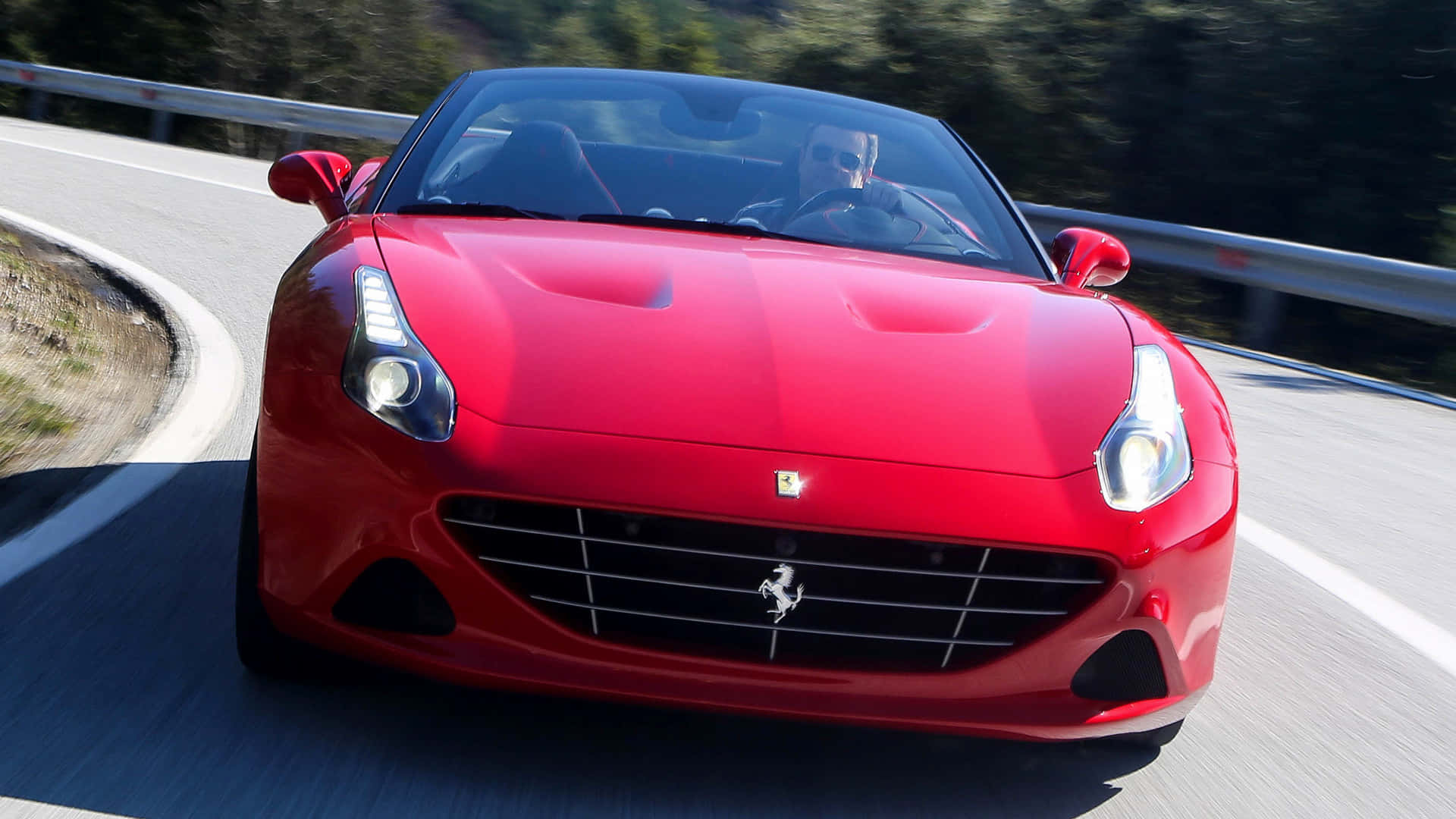 Ferrari California T, vibrant red, winding mountain road, Full HD Desktop Wallpaper