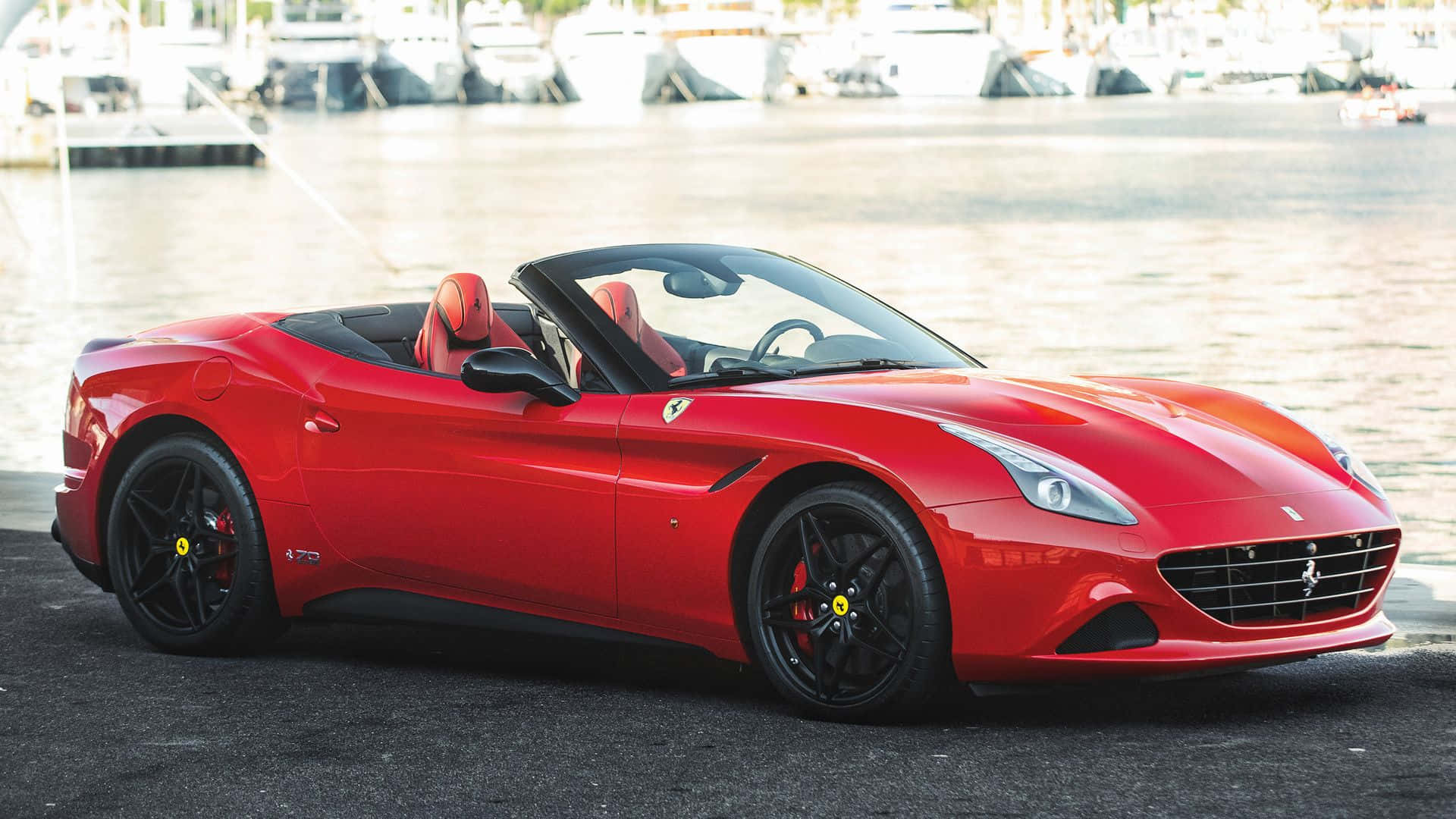 Ferrari California T, vibrant red, convertible, Full HD Desktop Wallpaper