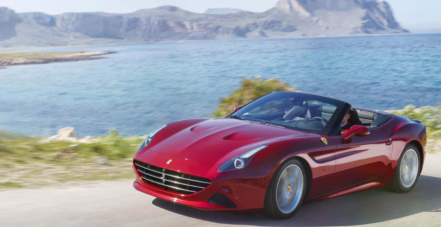 Ferrari California T, glossy red, coastal road, HD Desktop Wallpaper