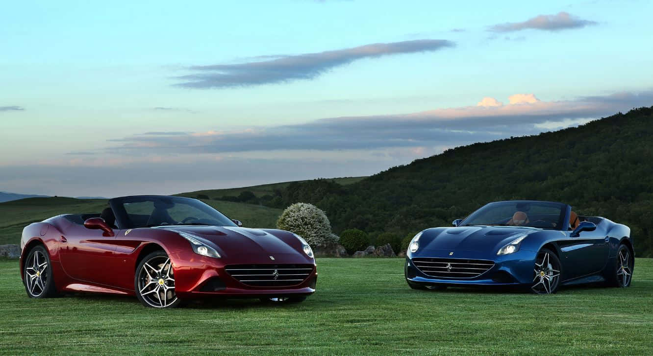 Ferrari California T, grassy hillside, twilight, HD Desktop Wallpaper