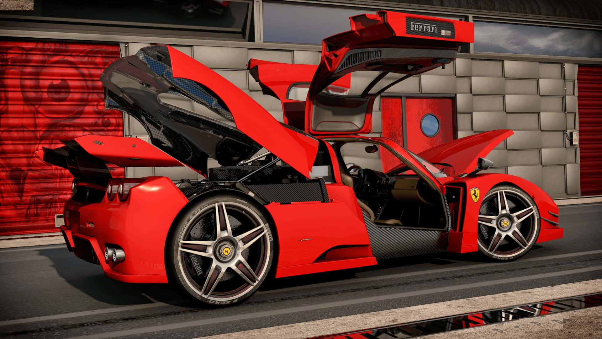 Ferrari Enzo, red, scissor doors, Full HD Desktop Wallpaper