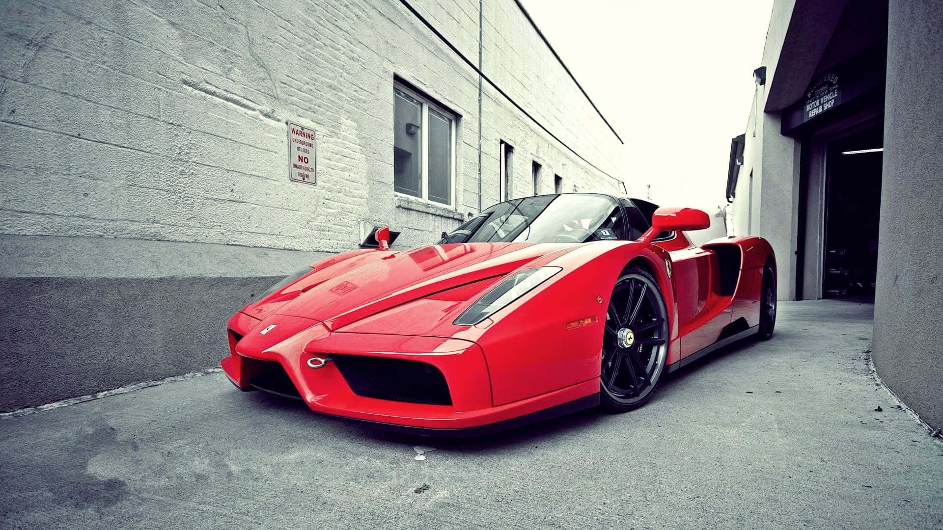 Ferrari Enzo, red, narrow alleyway, Full HD Desktop Wallpaper