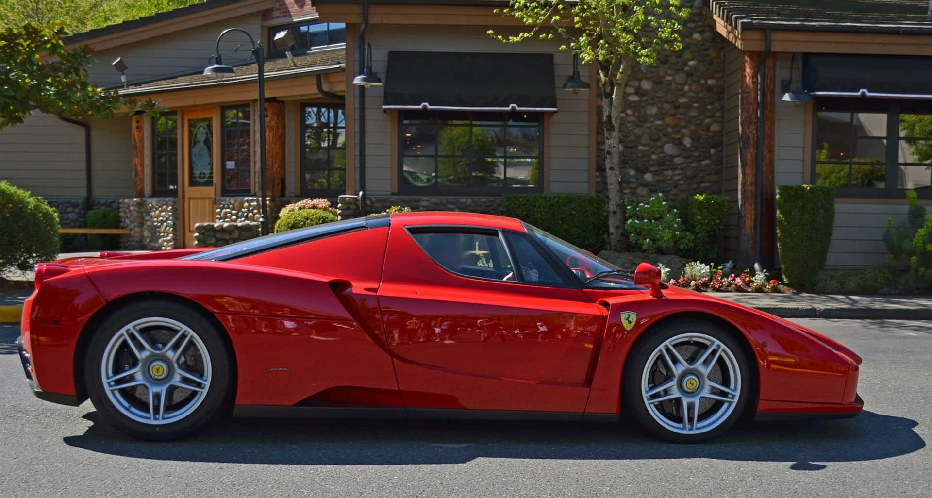 Ferrari Enzo, red, sunny street, Full HD Desktop Wallpaper