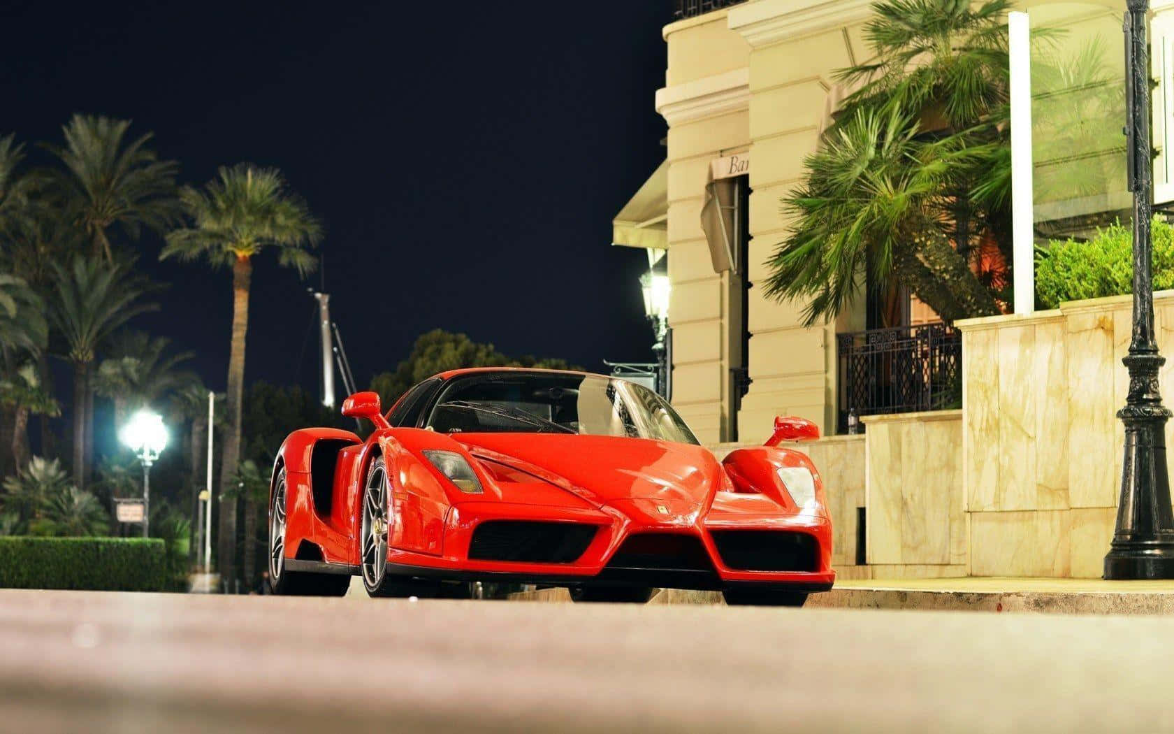 Ferrari Enzo, vibrant red, night, HD Desktop Wallpaper