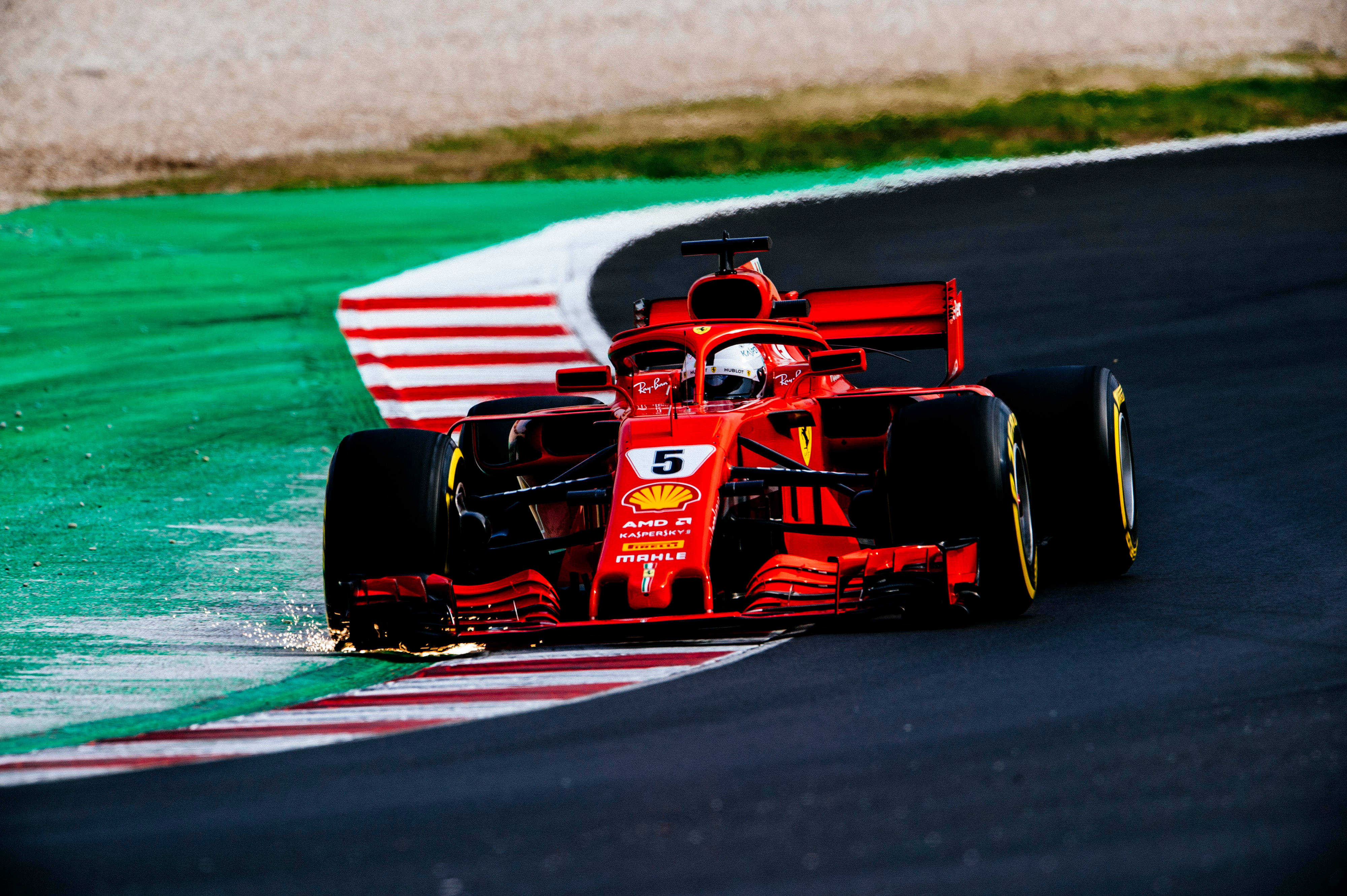Ferrari F1 2018, red, number 5, 4K Desktop Wallpaper