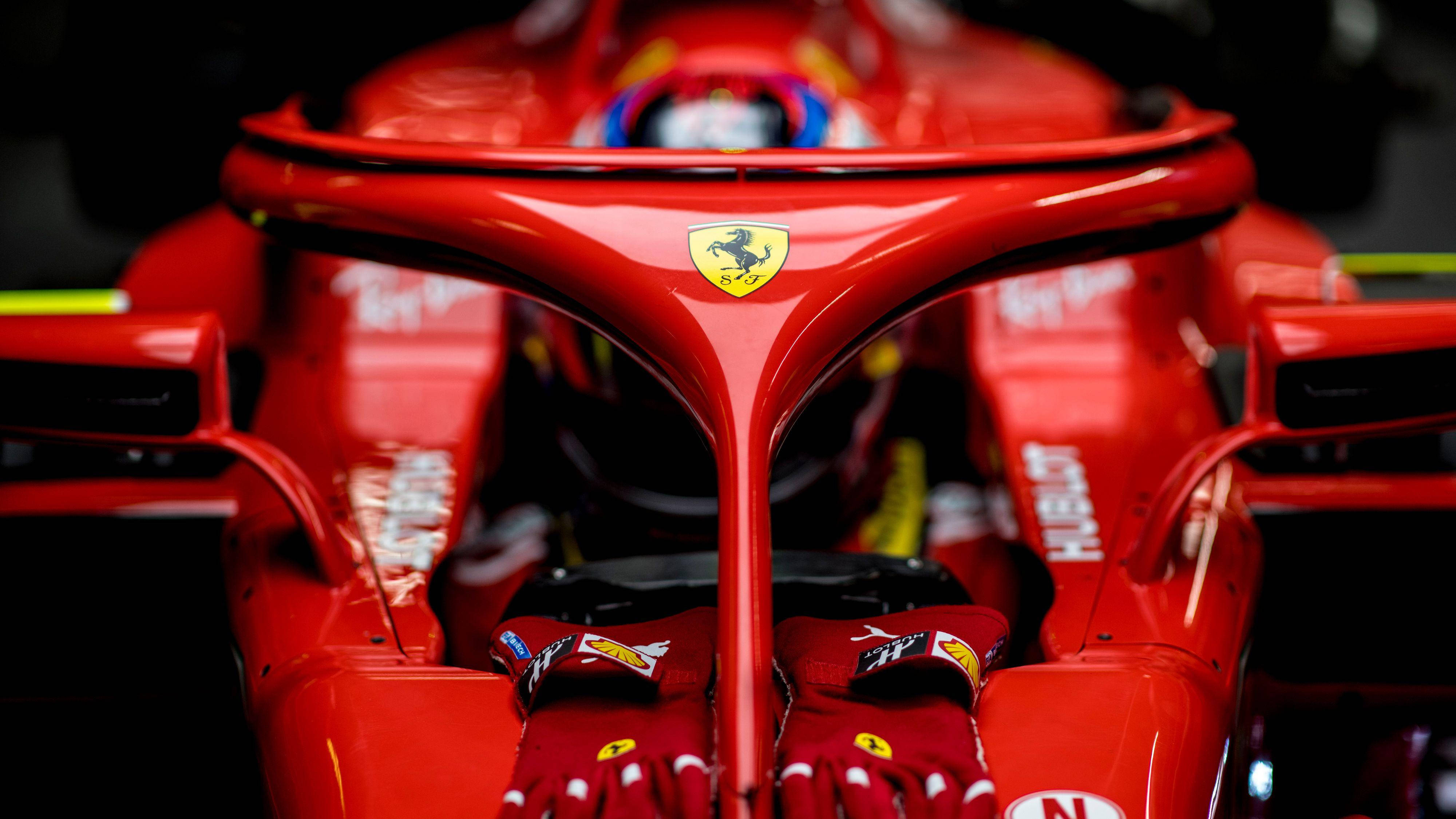 Ferrari F1 2018, glossy red, cockpit, 4K Desktop Wallpaper