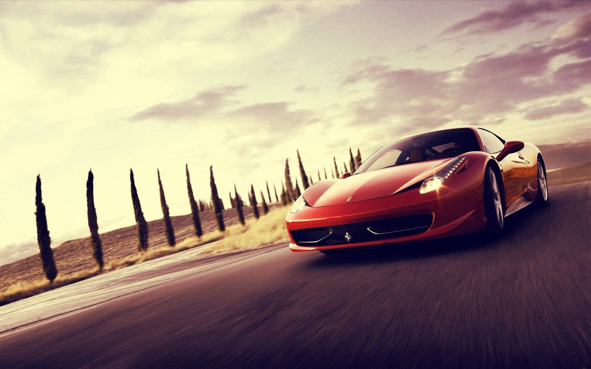 Ferrari, red, winding road, Full HD Desktop Wallpaper