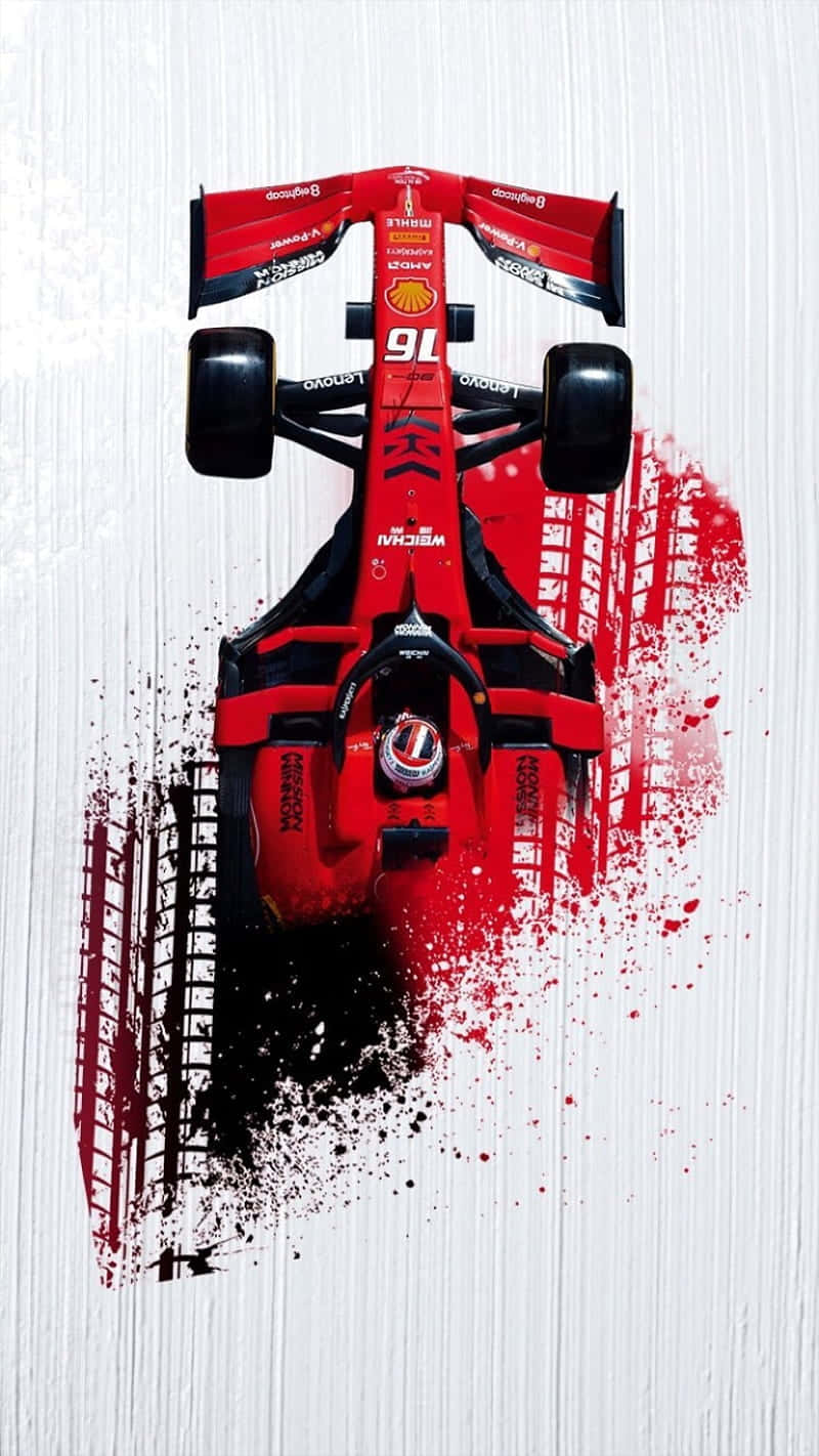 Ferrari F1, red Formula 1 race car, dynamic paint splatters, HD Phone Wallpaper